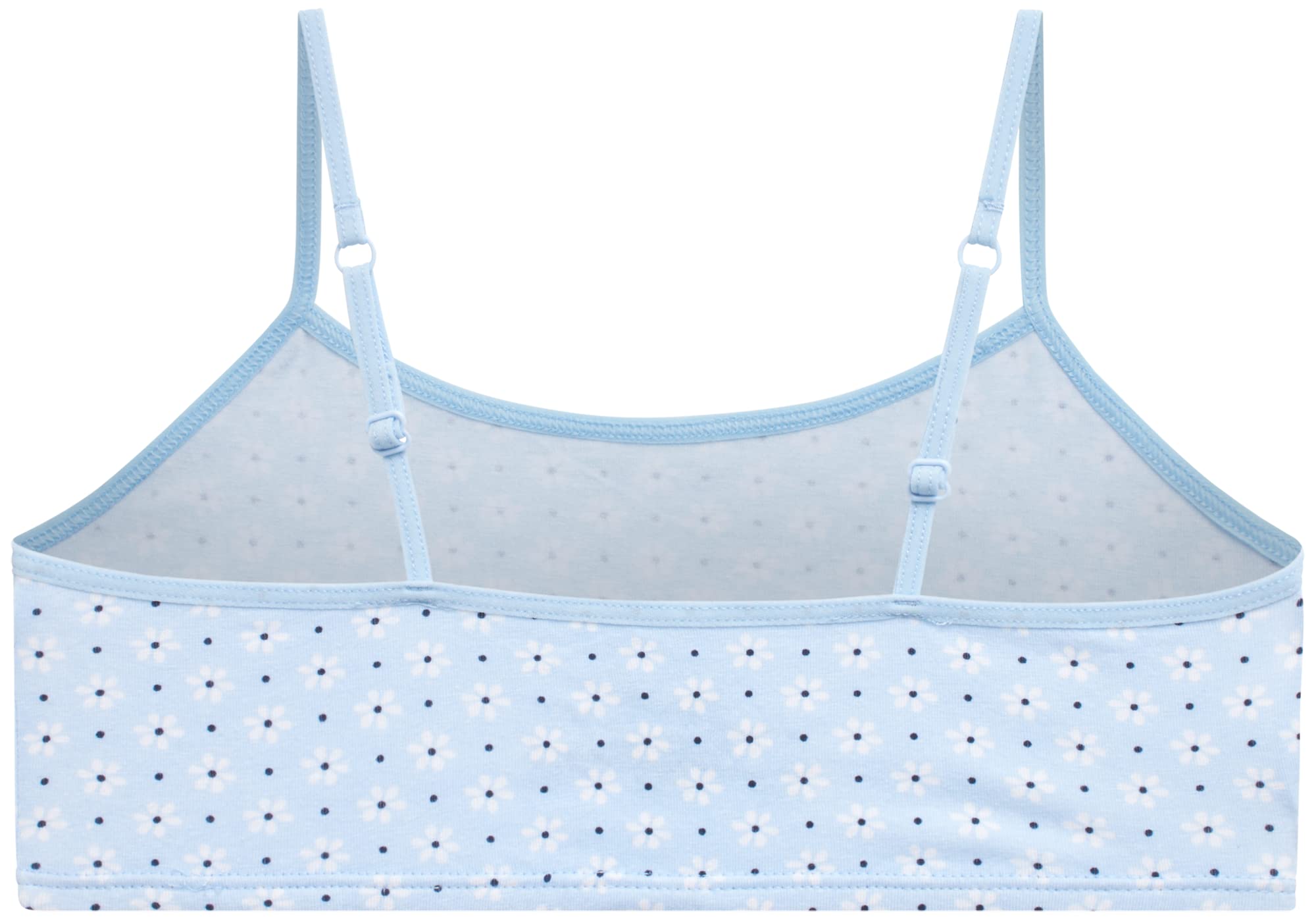 Rene Rofe Girls' Training Bras – 5 Pack Cotton Stretch Girls Cami Bralettes - Spaghetti Strap Training Bra for Girls (7-14), Size X-Large, Blue Floral