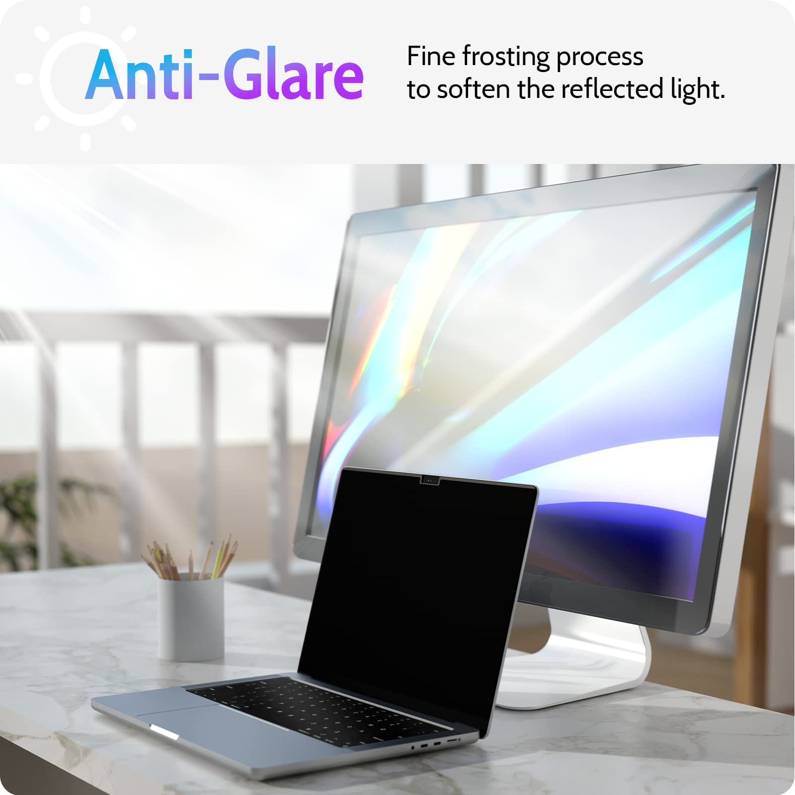 Peslv Magnetic Privacy Screen Compatible with Macbook Air 13.6 Inch (2022-2024, M2, M3), Removable Matte Anti Glare Blue Light Protector Private Security Filter for Mac Laptop Computer