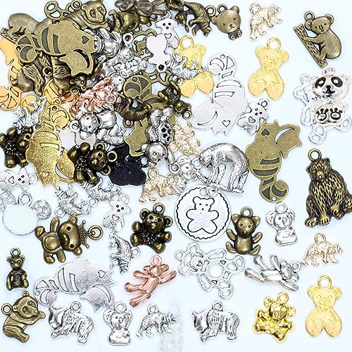 stino 100g Metal Flower Connector Charms for Jewelry Making, Bulk Silver & Gold Charms for Braclet Necklace Crafts (Flower-2 Hole Mixed Color)