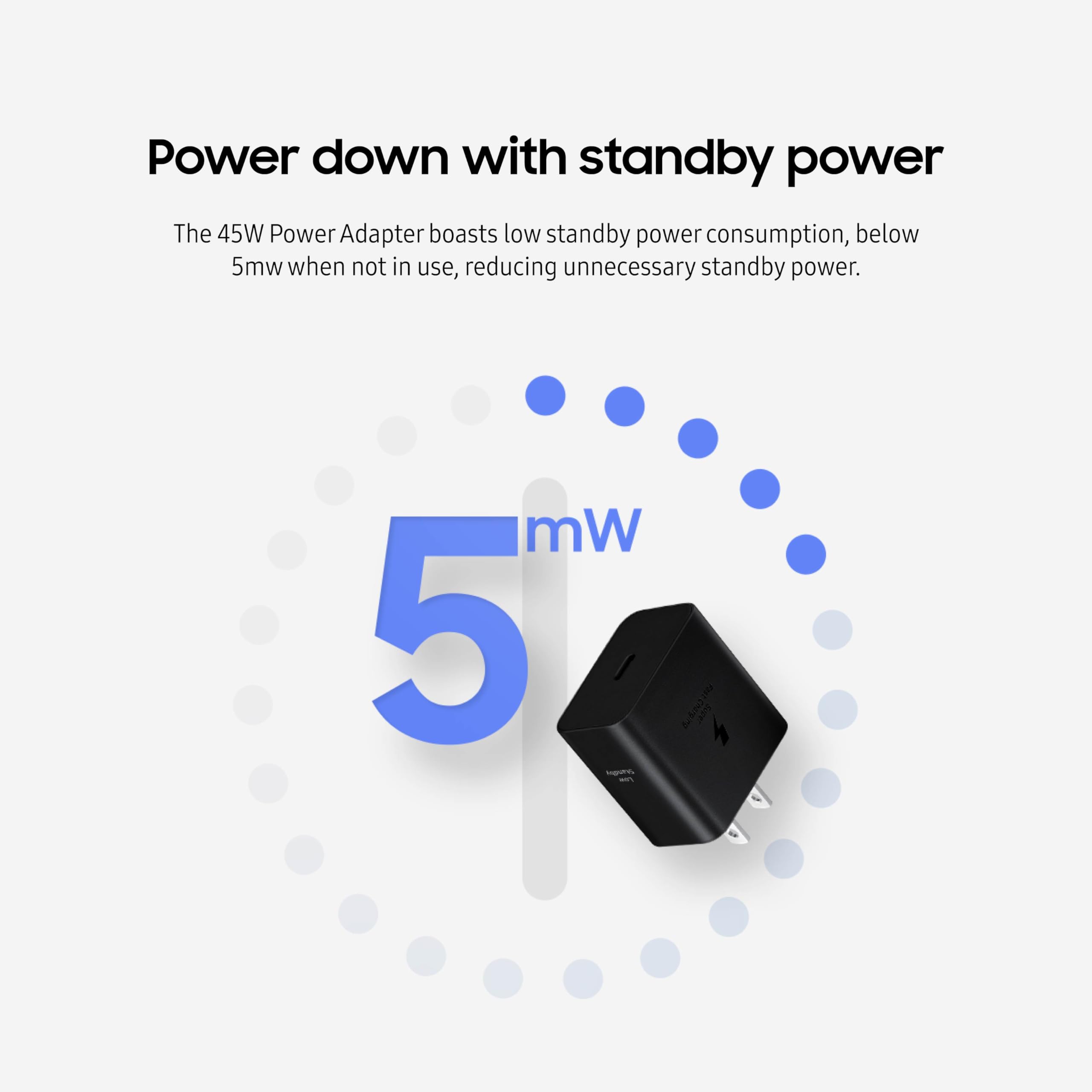 SAMSUNG 45W Wall Charger Power Adapter with Cable Included, Super Fast Charging for Galaxy Phones, Tablets and USB Type C Devices, Low Standby Power Consumption, EP-T4511XBEGUS, Black