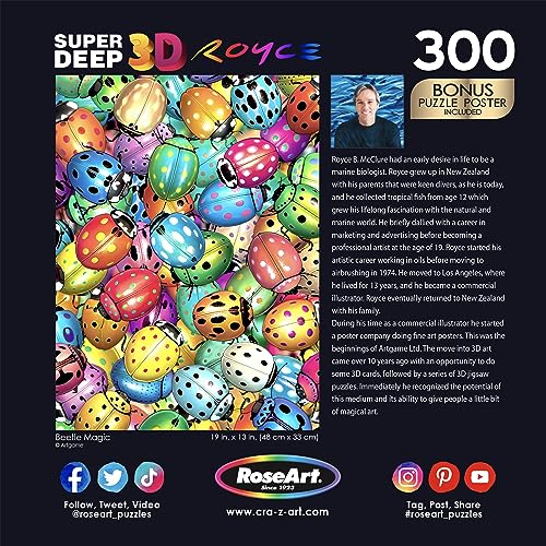 RoseArt - Super Deep 3D - Beetle Magic - 300 Piece Jigsaw Puzzle for Adults