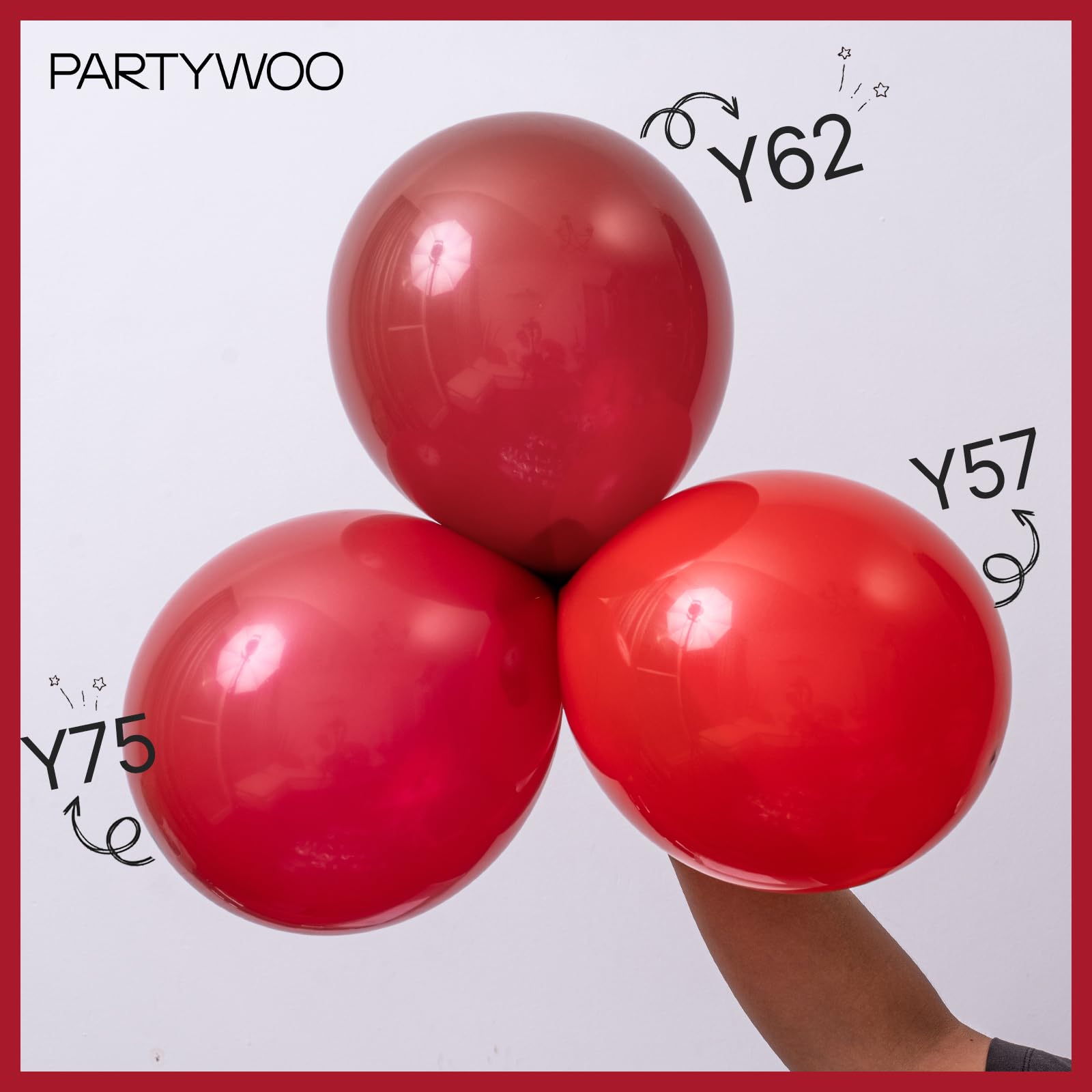 PartyWoo Red Balloons 100 pcs Different Sizes of 18 12 10 5 Inch Red Balloon Arch Kit Garland for Birthday Graduation Bachelorette Citizenship Anniversary Cherry Casino Theme Party Decorations Red-Y57
