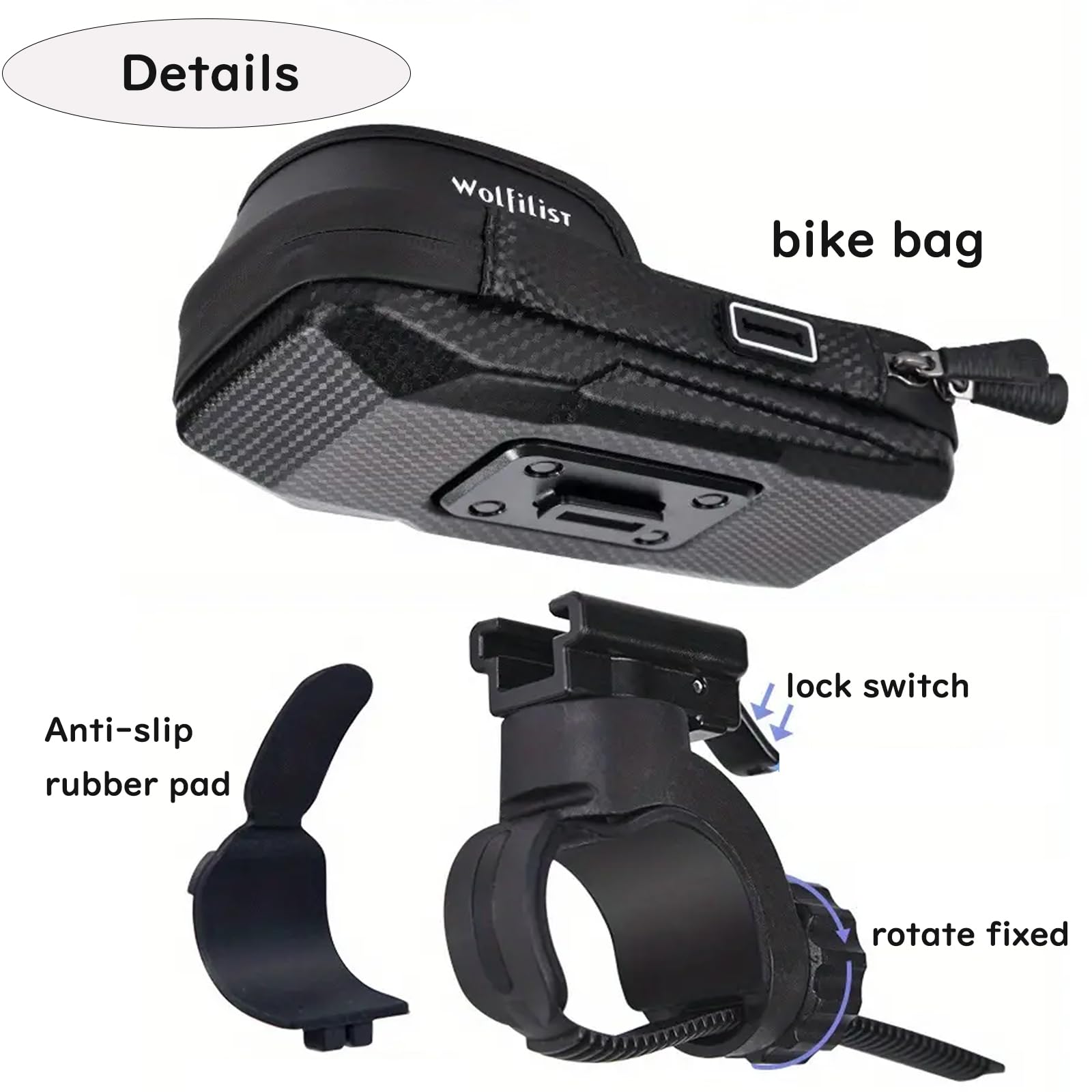 WOLFILIST Bike Phone Holder EVA Waterproof Bike Front Frame Bag Top Tube Bike Bag Bicycle Phone Mount Cycling Pouch with Rain Cover Bike Accessories Gifts for Cyclists Men