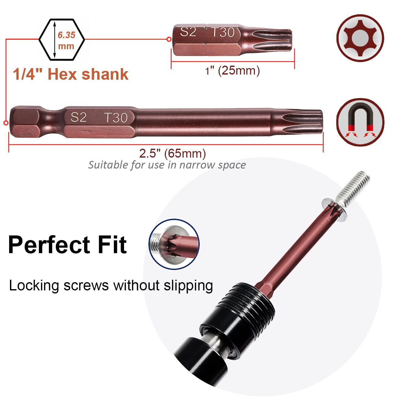 Torx Bits Set, PTSLKHN 24PCS Security Torx Bit Set, High Hardness S2 Alloy Steel, Magnetic, Anti-rust