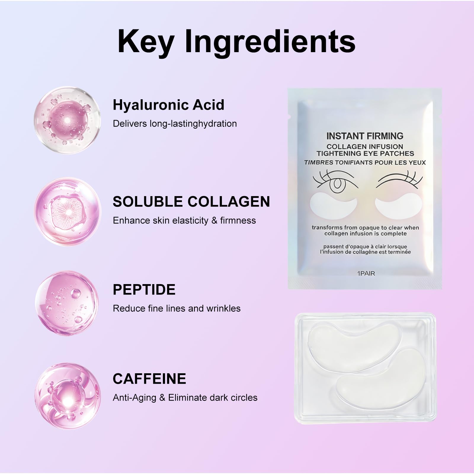 SBONFE Instant Firm Under Eye Patches - Collagen Firming & Lifting Eye Masks | Reduce Puffiness, Dark Circles, Fine Lines & Wrinkles | with Hyaluronic Acid for Hydration & Firming, 8 Pair Pack