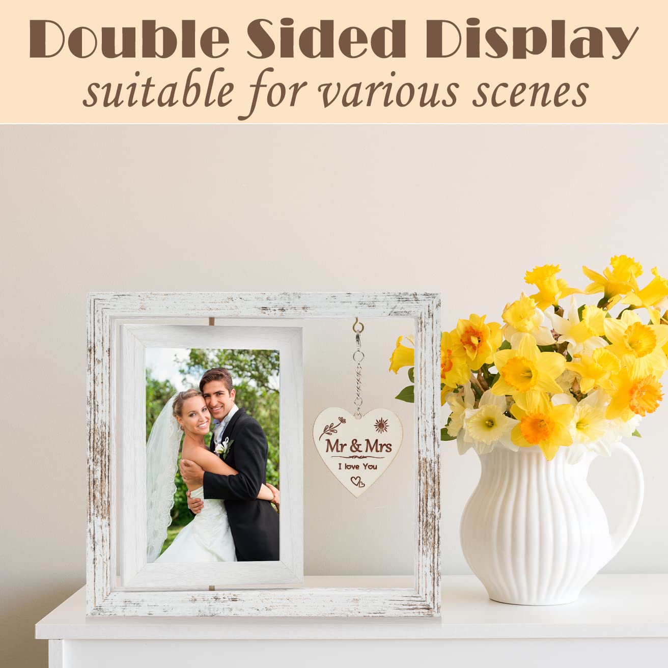 Hooweti Wedding Gifts, Wedding Picture Frame，Gifts for Bride And Groom, Newlywed Anniversary Valentines Gifts for Couples, Bride to Be Bridal Shower Gifts, Mr & Mrs Photo Frames 4x6