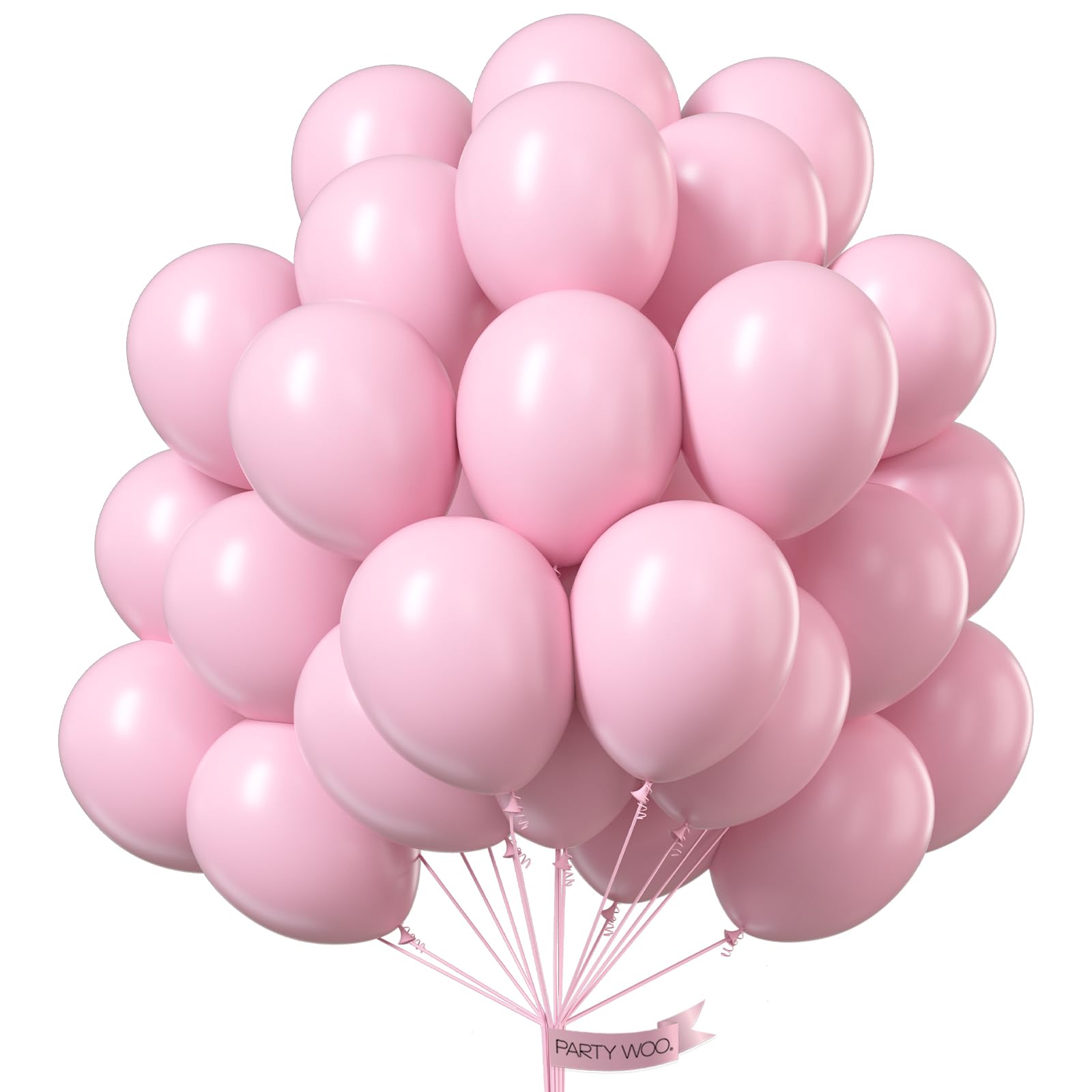 PartyWoo Light Pink Balloons 51 pcs 12 Inch Pastel Baby Pale Pink Latex Balloons for Baby Shower Gender Reveal Valentine's Day Engagement Wedding Princess Birthday Party Decorations Pink-Q05