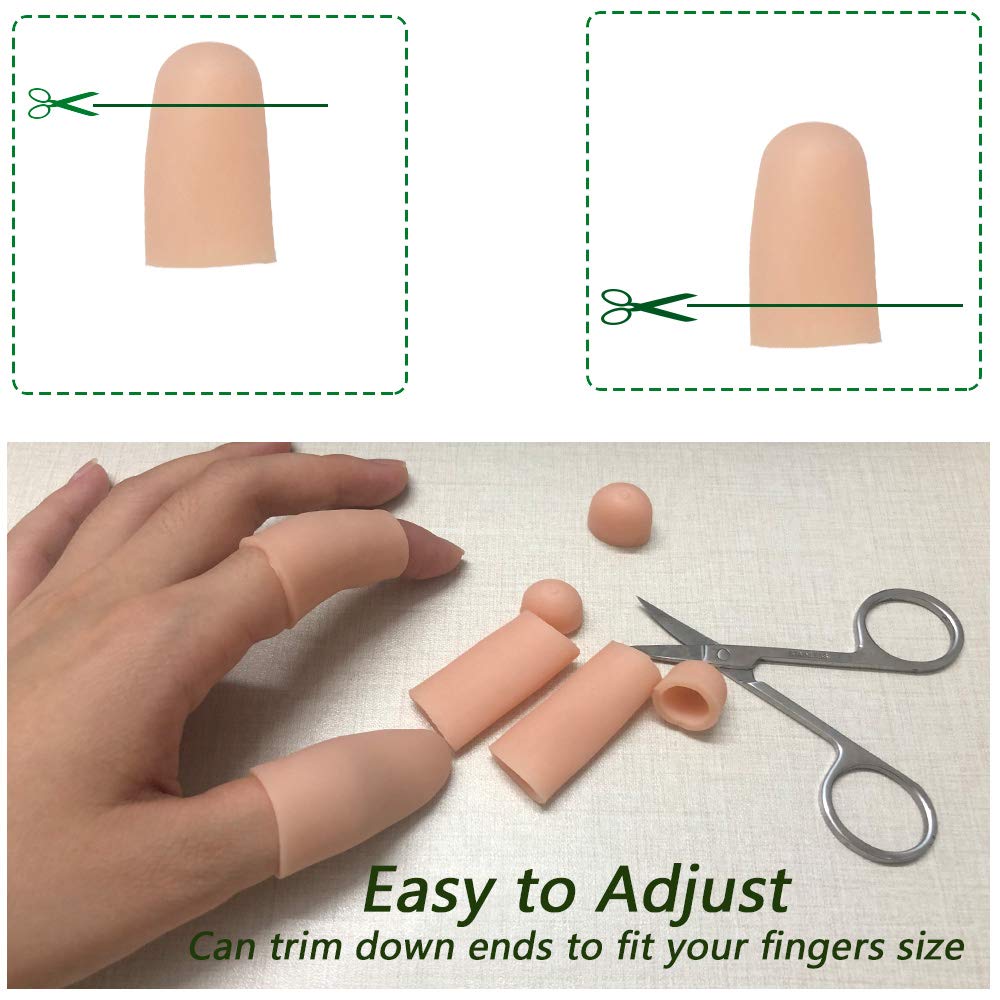 Gel Finger Protectors Finger Caps Silicone Fingertips Protection - Finger Cots Great for Trigger Finger, Finger Arthritis, Finger Cracking and Other Finger Pain Relief(Nude, Medium)