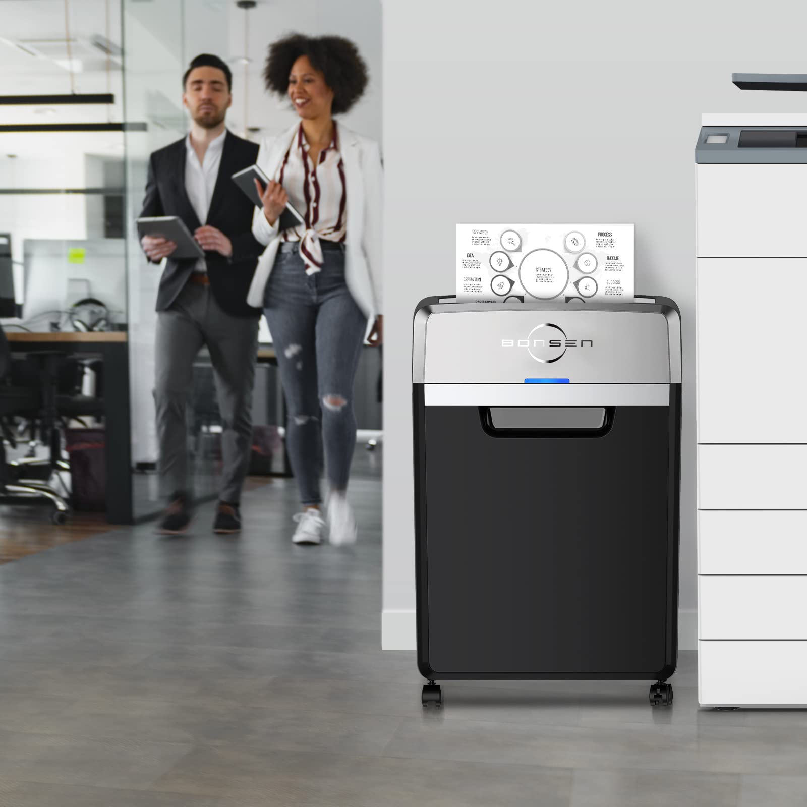 BONSEN Heavy Duty Paper Shredder, 24-Sheet Cross-Cut Shredder, 40-Min Continuous Running Time, Commercial Grade Shredder for Office, 9-Gallon Big Basket, 55dB Super Quiet, P-4 High Security (S3105)