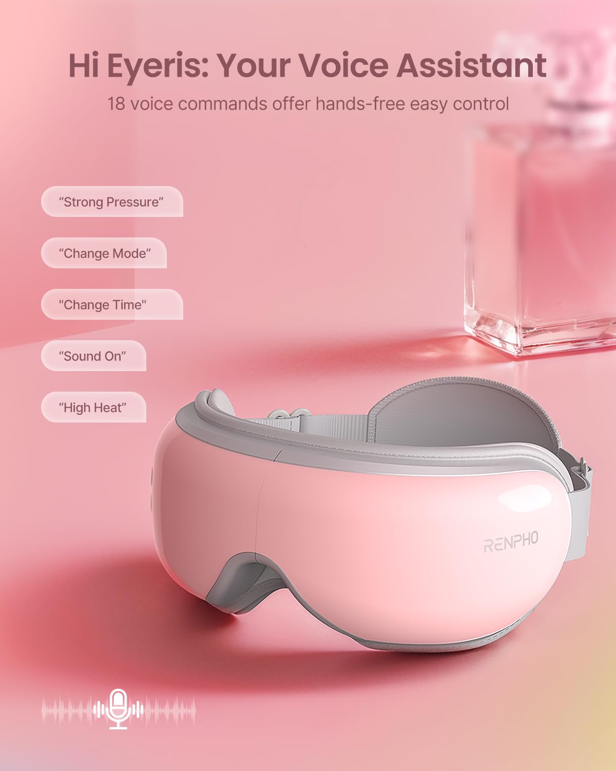 RENPHO Valentine's Day Gifts for Women Eyeris 1V Voice Controlled Eye Massager for Migraines, Bluetooth Music Heated Eye Care Machine, Relax & Reduce Eye Strain Dark Circles Eye Bags, Face Massager