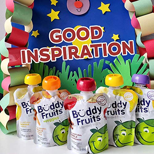Buddy Fruits Snacks To Go Strawberry Unsweetened Applesauce 3.2oz Pouch (18pk) Gluten-Nut-Dairy-Preservatives-BPA Free, Non GMO, Kosher