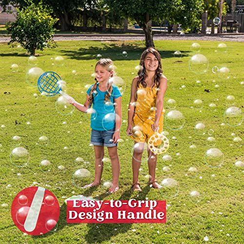 JOYIN Big Bubble Wands Set Bulk for Kids Summer Outdoor Activity Party Favors, 18 Pcs Giant Bubble Maker with Tray, 12" Large, 6 Pcs Bubble Solution Suitable for All Age People