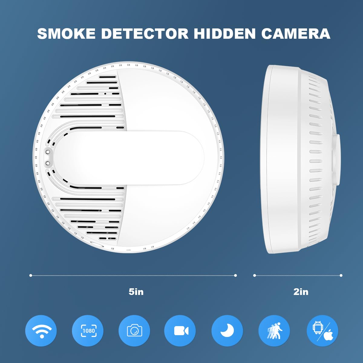 LIZVIE 20000mA Built-in 32G Smoke Detector Camera with 1080P Smoke Detector Camera, WiFi Home Security Motion Detection and Remote Control App