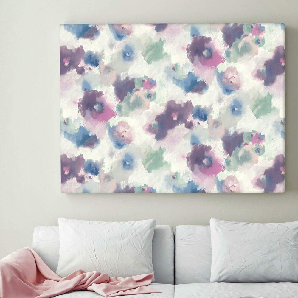 RoomMates RMK11079WP Impressionist Pink and Blue Floral Peel and Stick Wallpaper, 20.5" x 16.6 feet