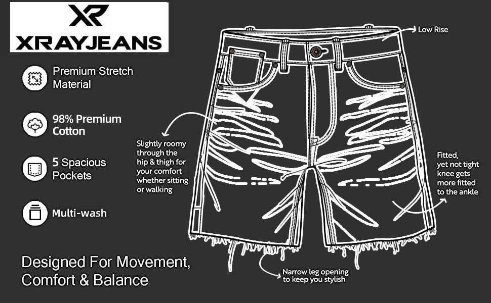 X RAY Boys Shorts, Big Boy & Little Kids Stretch Denim Shorts, Moto Biker & Fashion Rips Distressed Jean Shorts for Boys, Light Wash, 5