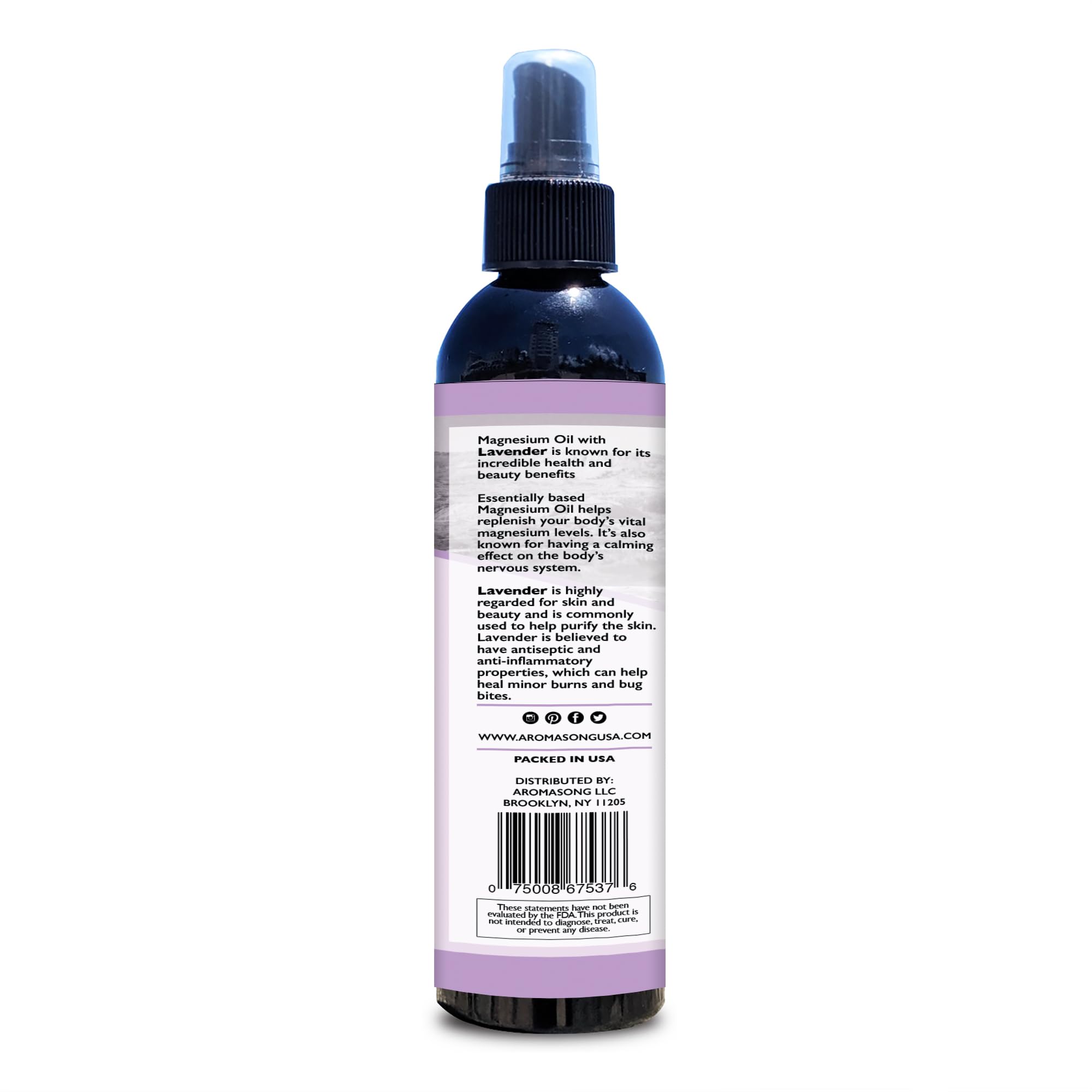 Aromasong Extra Strength Ultra Pure Magnesium Spray with 100% Natural Lavender 8 OZ