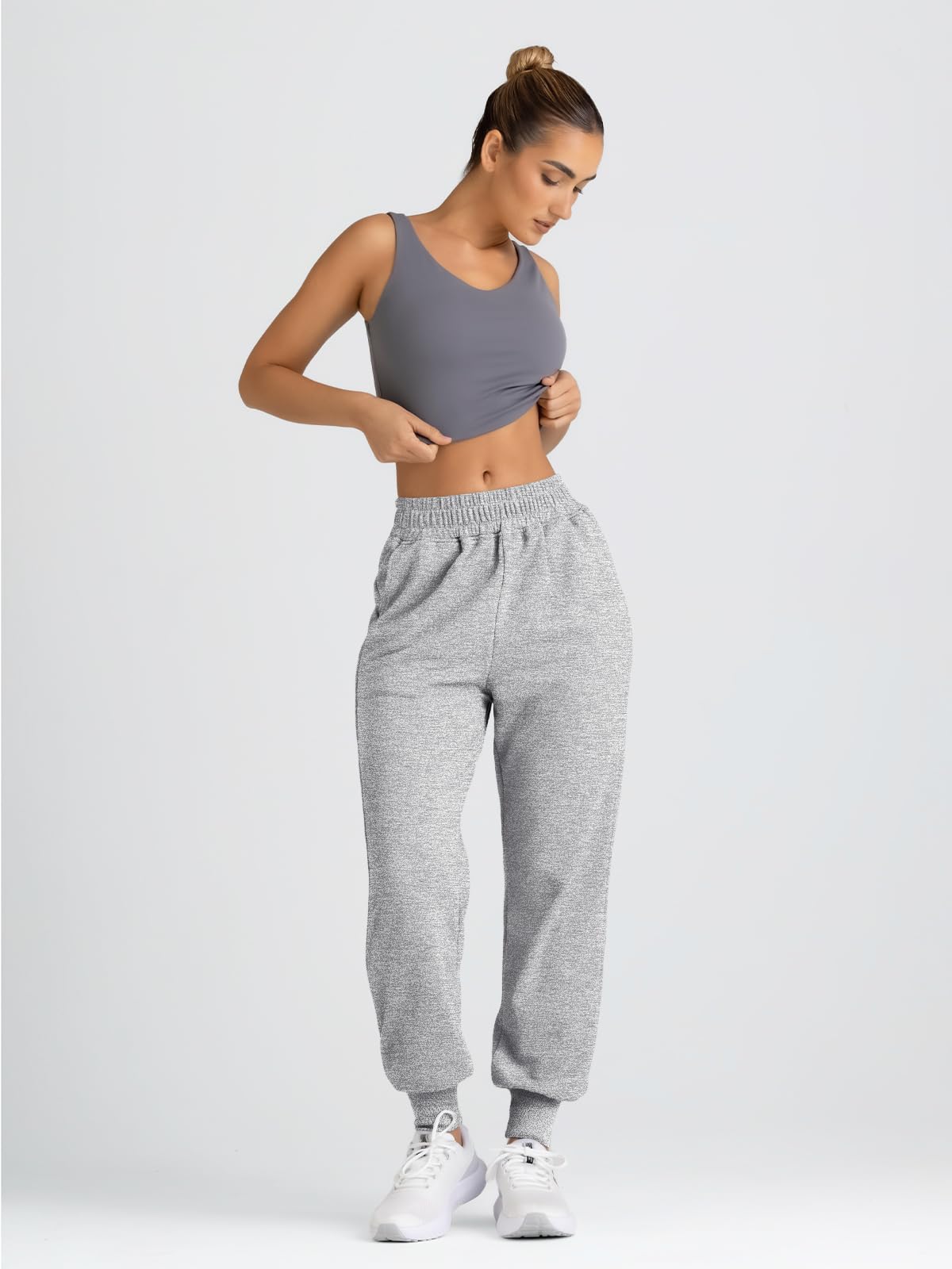 Yovela Sweatpants Women Baggy High Waisted Sweat Pants Fall Clothes Casual Joggers Y2k Aesthetic 2024 Winter Fashion Trendy Warm Outfits Cute Comfy Tall Trousers with Pockets Grey S