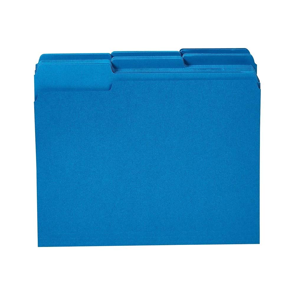 Staples 224527 Colored File Folders 3-Tab Letter Blue 100/Box