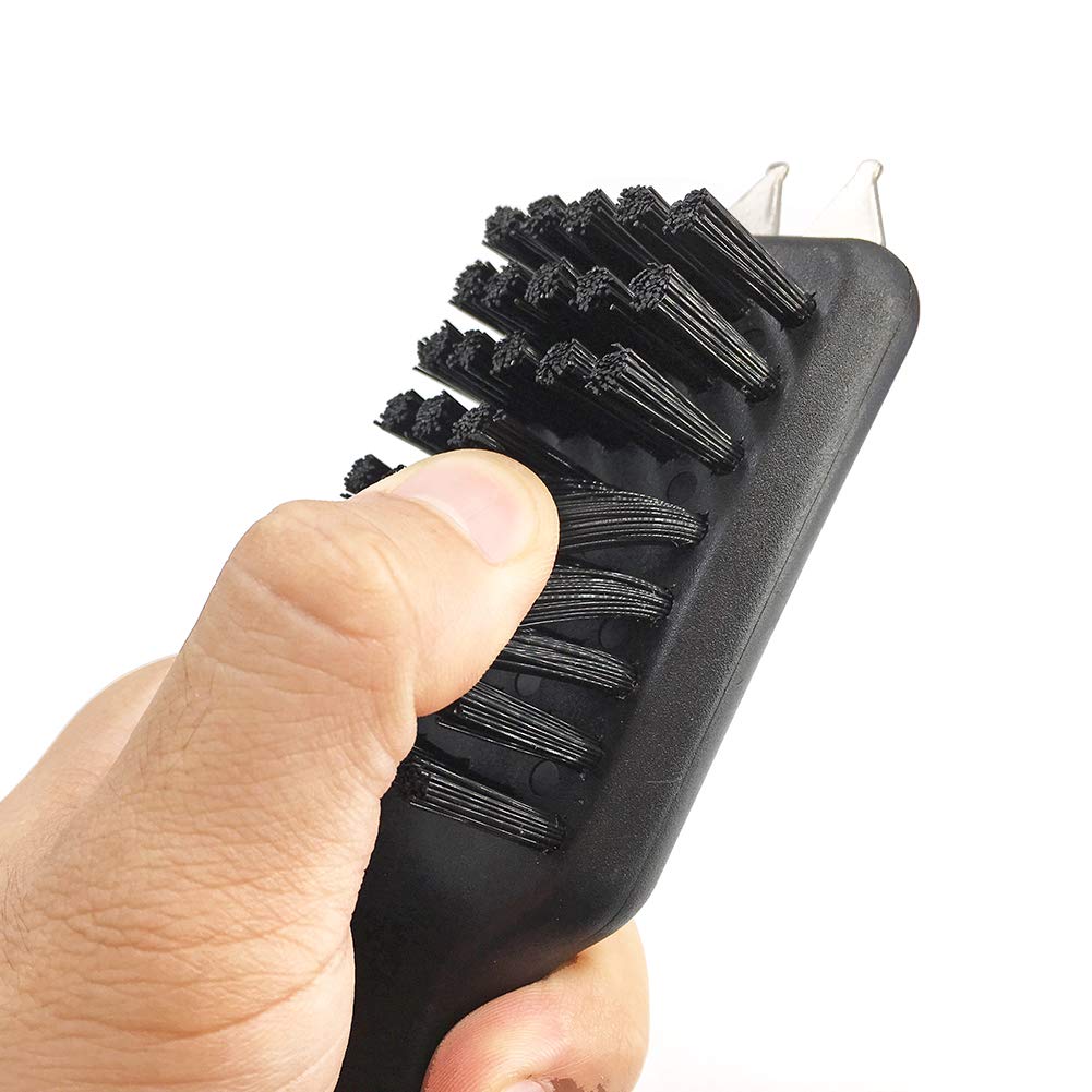 HH-Eason Durable Golf Club Groove Cleaner Brush and Golf Shoes Cleaner Brush Handle Dirt Mud Remover Cleaner Tools Retractable Zip-line Aluminum Carabiner (Shoe Brush and Club Brush)