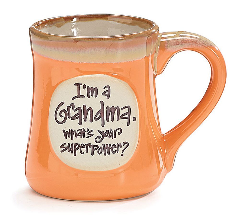 "I'm a Grandma, What's Your Superpower" 18 oz Porcelain Coffee Cup Mug