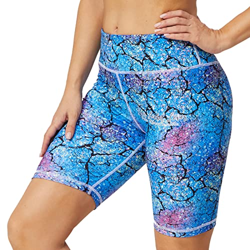 UIUO-UIPEU Biker Shorts with Pockets for Women Workout Leggings Cycling Yoga Shorts Printed Sprinkled Stars 1-2 X-Small