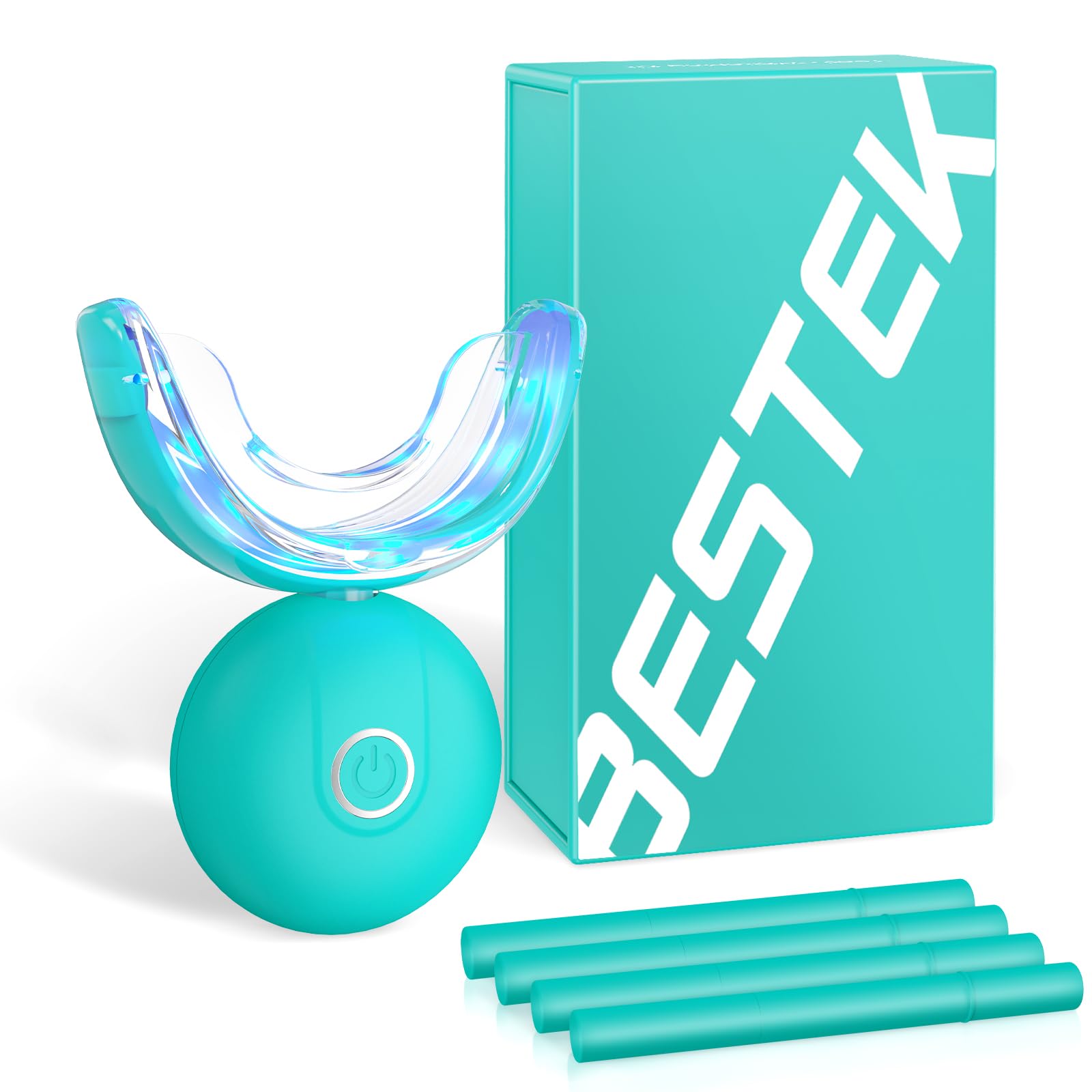 BESTEK Teeth Whitening Kit - 32X LED Teeth Whitening Light, 10 Min Fast Teeth Whitener with 4 Tubes of 35% Carbamide Peroxide Teeth Whitening Gel for Remove Coffee Wine Tobacco Teeth Stains - Blue