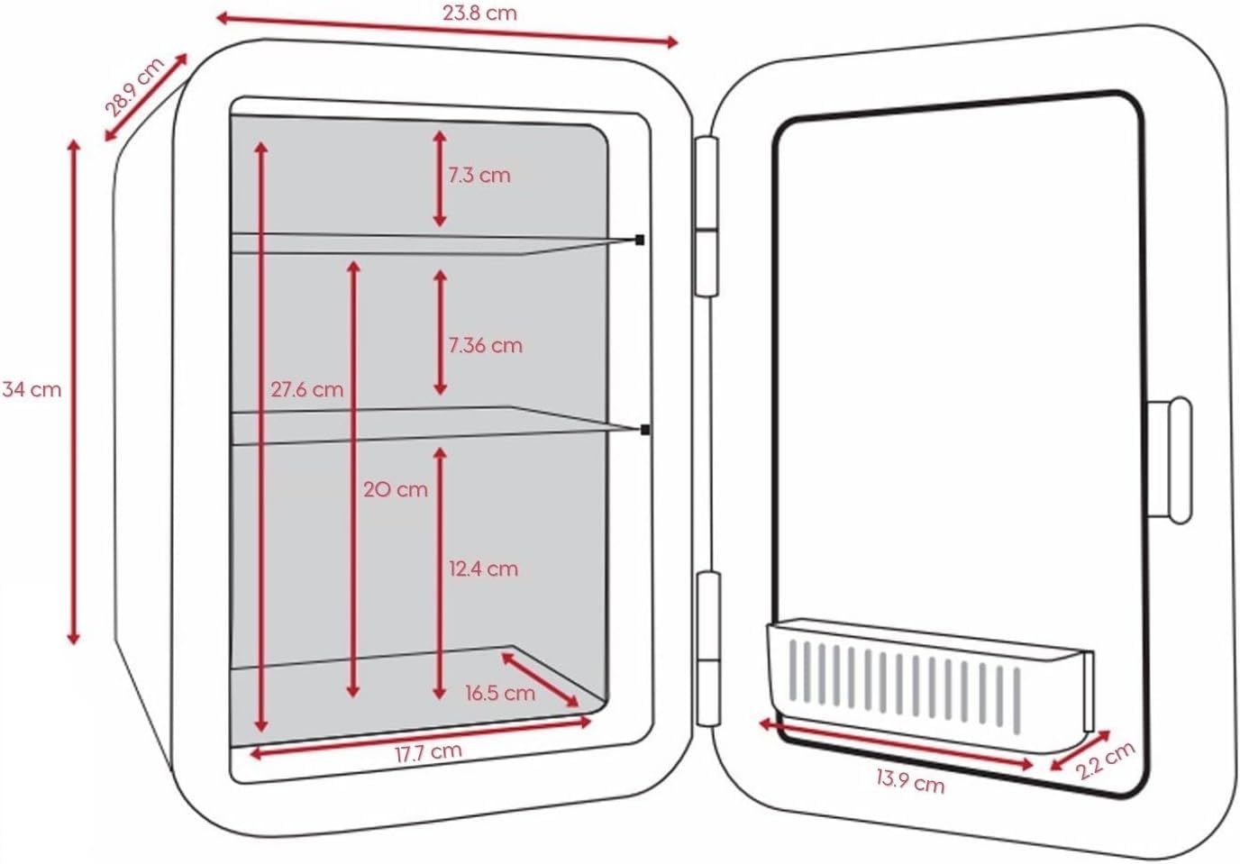 Cooluli 10L Mini Fridge for Bedroom - Car, Office Desk & College Dorm Room 12v Portable Cooler Warmer Food, Drinks, Skincare, Beauty Makeup AC/DC Small Refrigerator with Glass Front, 110 Volts, White