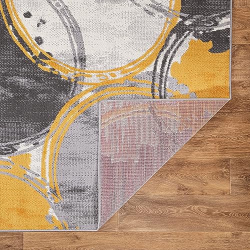 Rugshop Evora Contemporary Modern Circles Runner Rug 2' x 7' Yellow