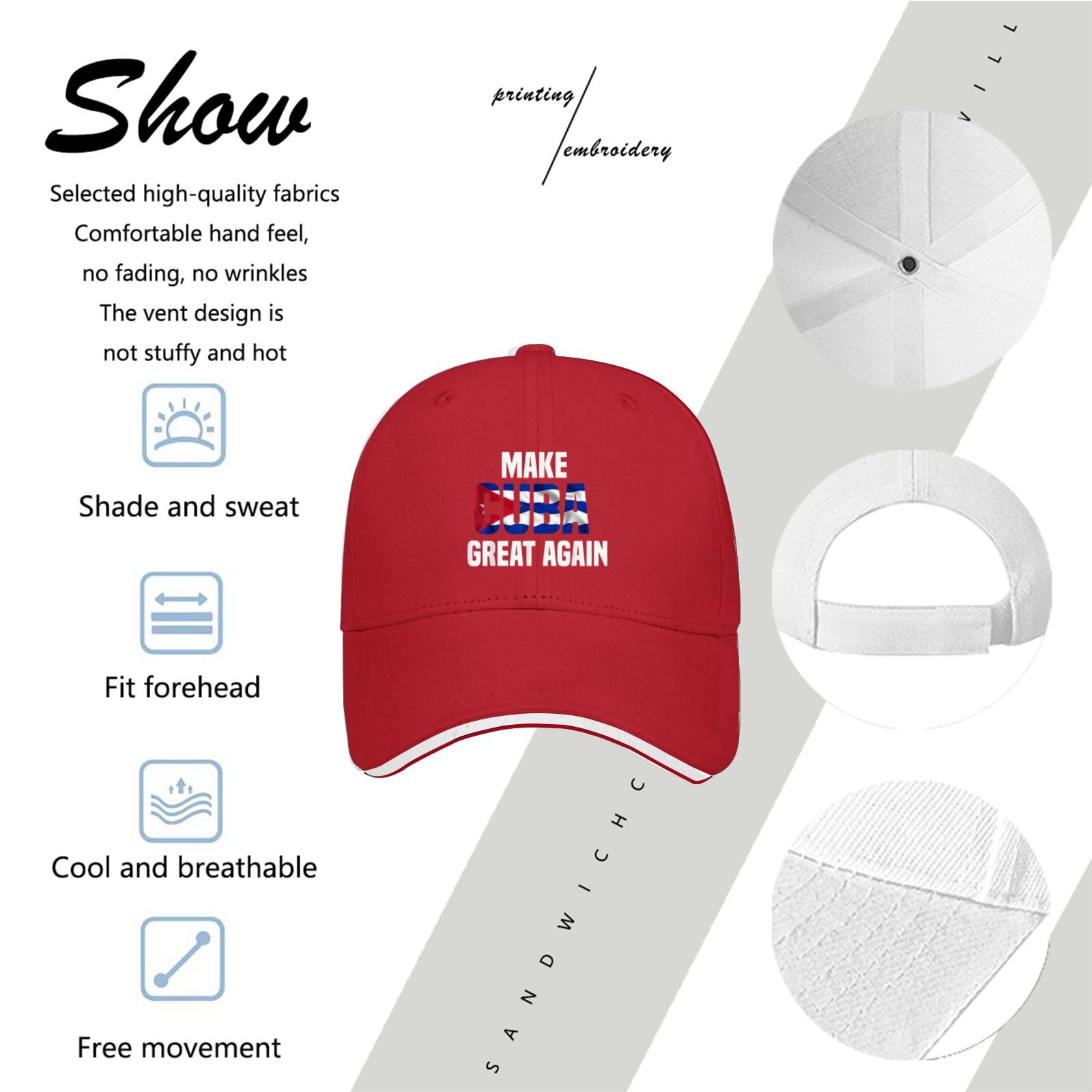 liabiliies Make Cuba Great Again Hat for Women Baseball Hat Funny Birthday Gifts for Men Red