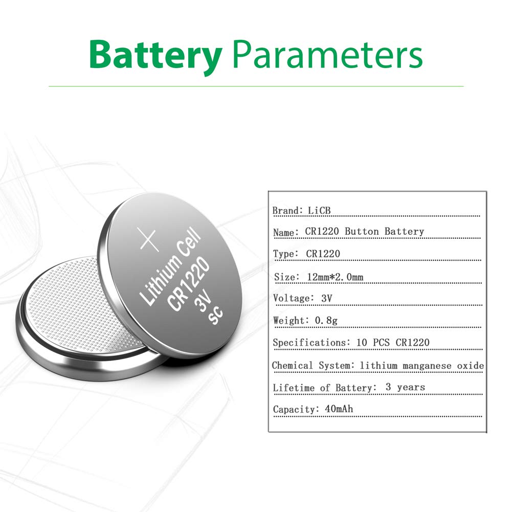 LiCB 10 Pack CR1220 3V Lithium Battery CR 1220