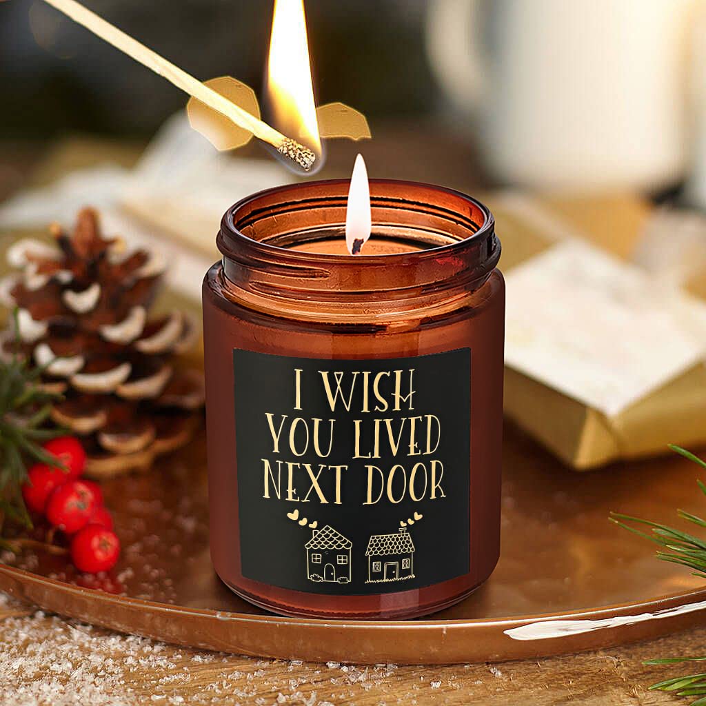 Briojoy Gifts for Women - I Wish You Lived Next Door Candle - Fun Birthday, Friendship Gift for Her - Gifts for Sister Mom Girlfriend Men Coworker - Best Friend, Bestie Presents - Jasmine Soy Candle