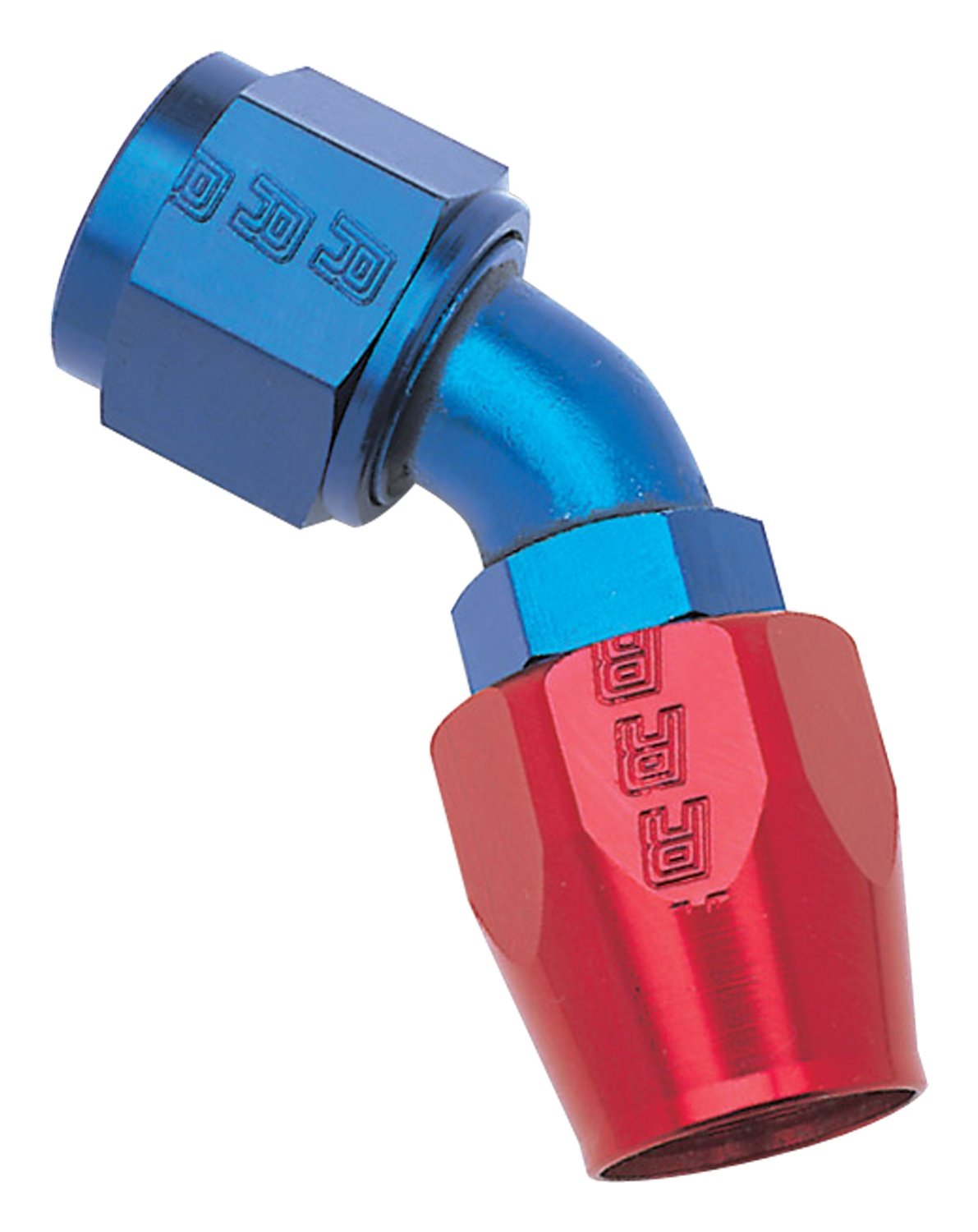 Edelbrock/Russell 610080 Red/Blue Anodized Aluminum -4AN 45-Degree Hose End