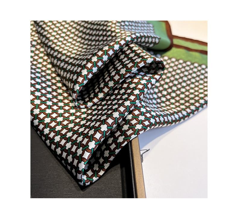 Weximil 100% Mulberry Silk Neck Scarf - 21'' x 21'' Lightweight Neckerchief - Women Men Small Square Digital Printed Scarves Gift Packed (Purple-green)