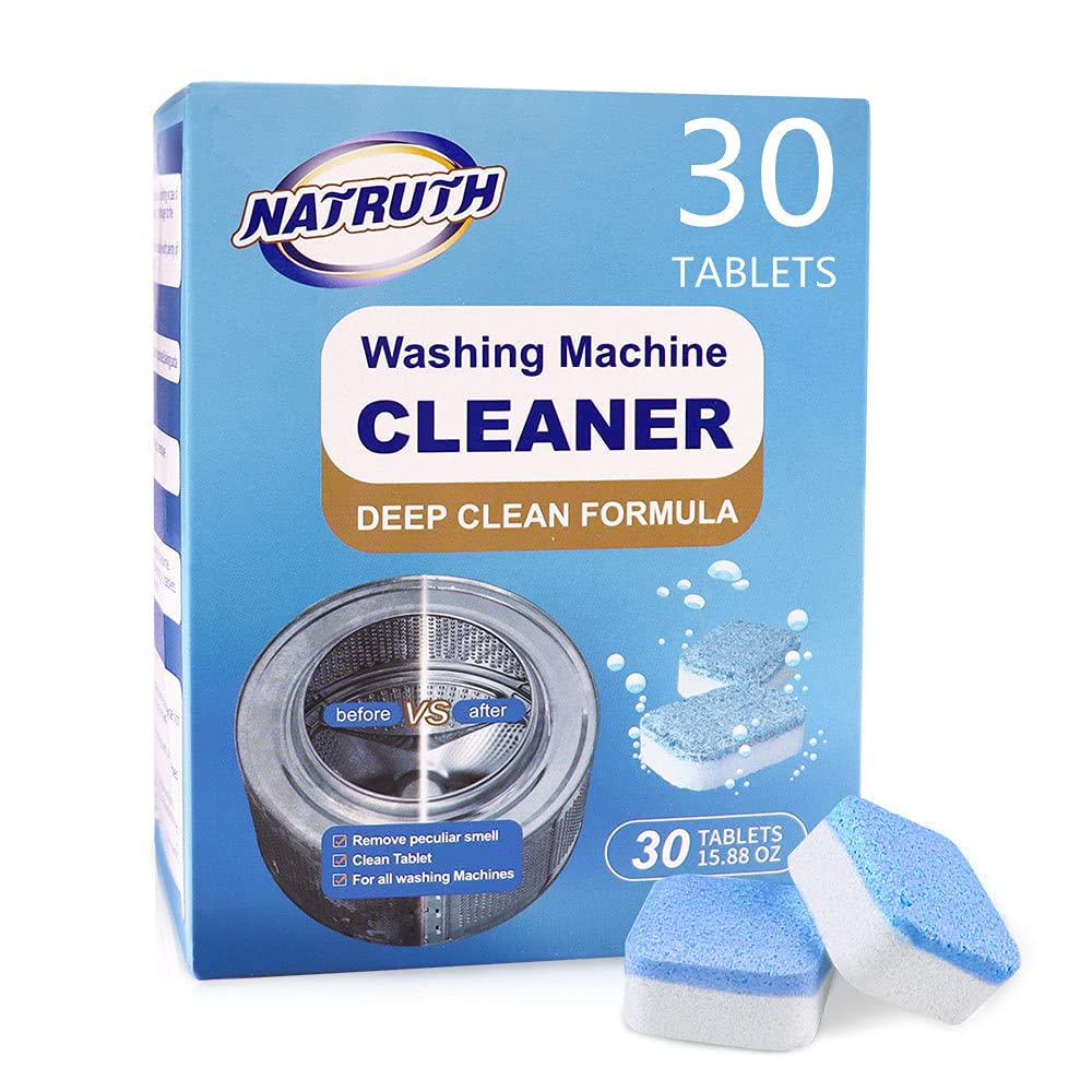 NATRUTH Washing Machine Cleaner Descaler 30 Pack Deep Cleaning Washer Cleaner Tablets For HE Front Loader & Top Load Washer