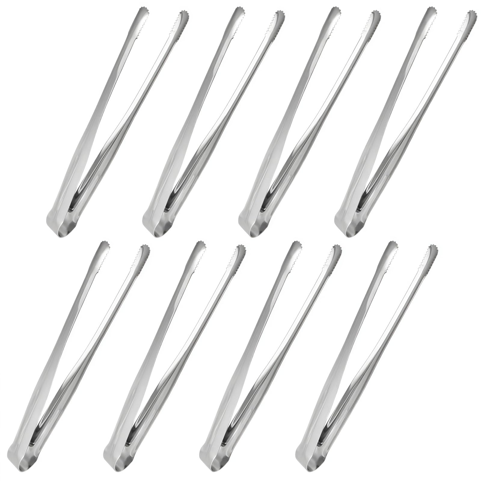 JXHAPY 8 Pack Kitchen Tongs, Stainless Steel Serving Tongs with Non-Slip Tips for Cooking，Easily Control Kitchen Tweezer, Multi-Purpose Korean Tong for Baking, Food Plating, BBQ (7 Inch)