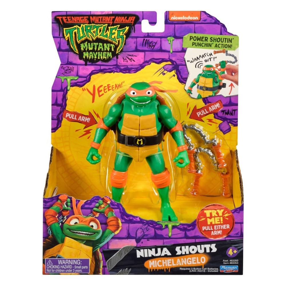 Teenage Mutant Ninja Turtles: Mutant Mayhem 5.5” Michelangelo Deluxe Ninja Shouts Figure by Playmates Toys