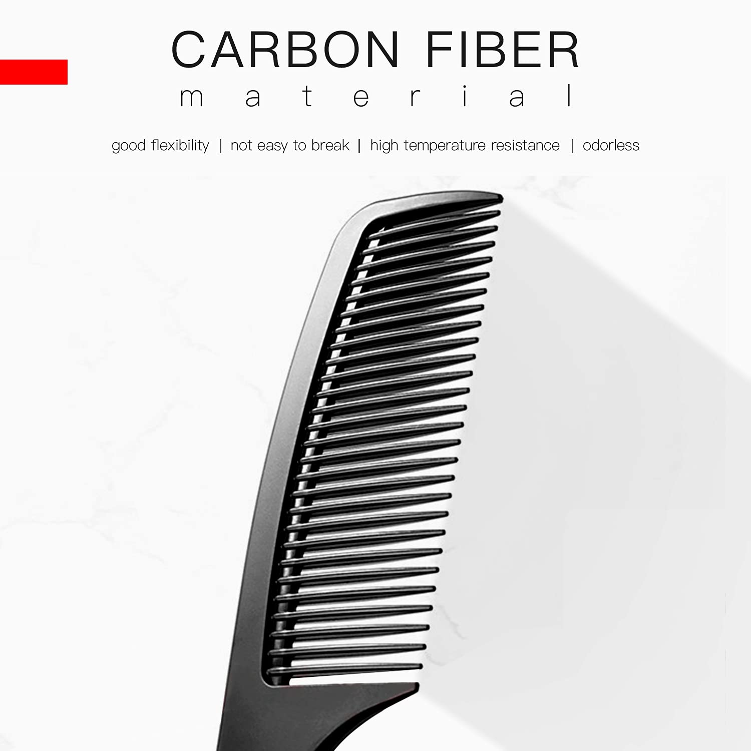 Large Tooth Detangling Comb Professional Handle Carbon Fiber Comb Cutting Hairdressing Comb Styling Essentials Round Tooth Comb Barber Tooth Comb Travel Hair Comb for Men Women