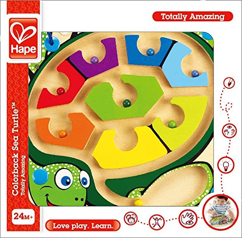 Award Winning Hape Totally Amazing Colorblock Sea Turtle Kid's Magnetic Wooden Bead Maze Puzzle , L: 8.8, W: 0.8, H: 9.6 inch