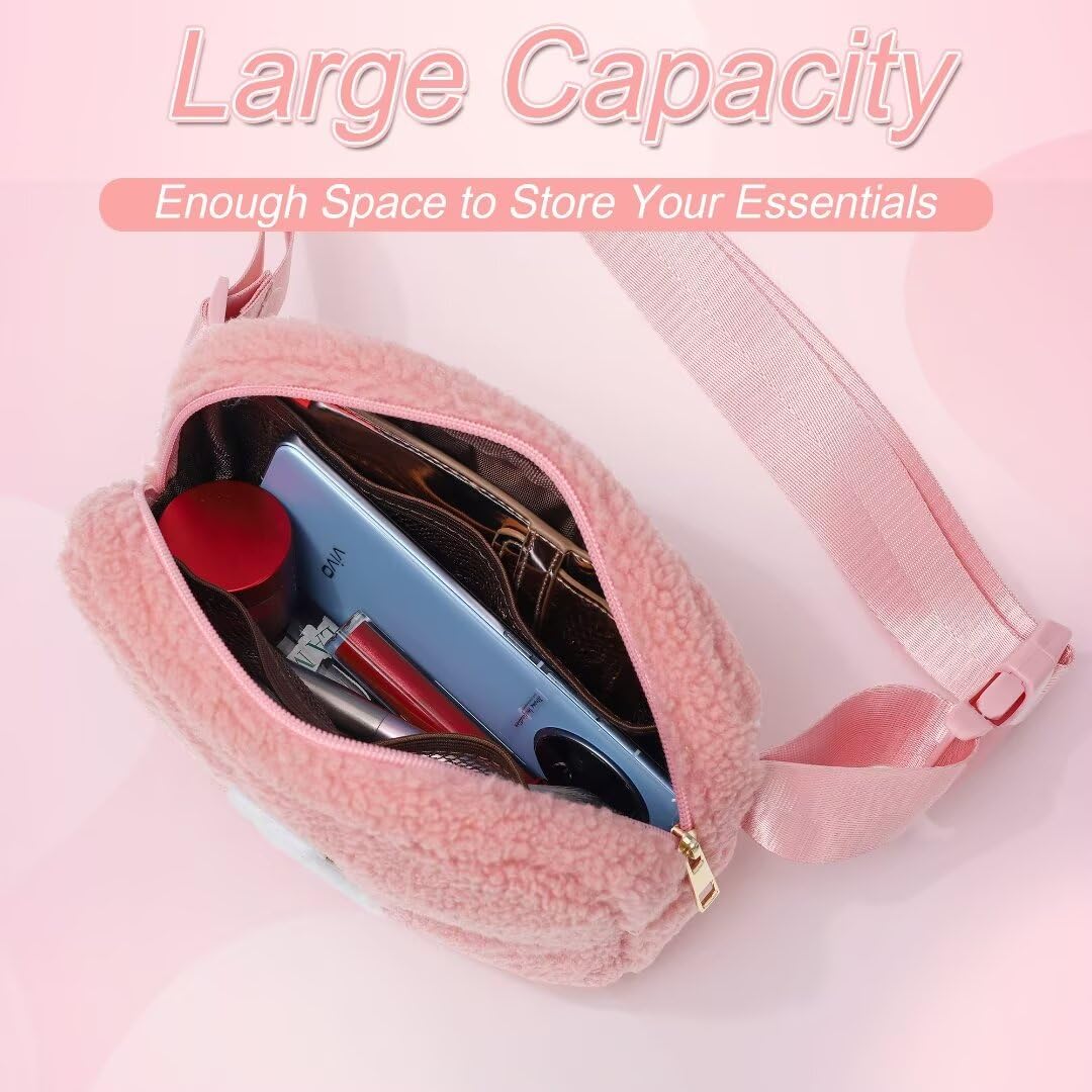 YOOLIFE Initial Crossbody Bag for Girls - Monogrammed Fanny Pack Belt Bag Purse for Teen Girls Kids, Gifts for Girls Teen Daughter Sister, Pink K