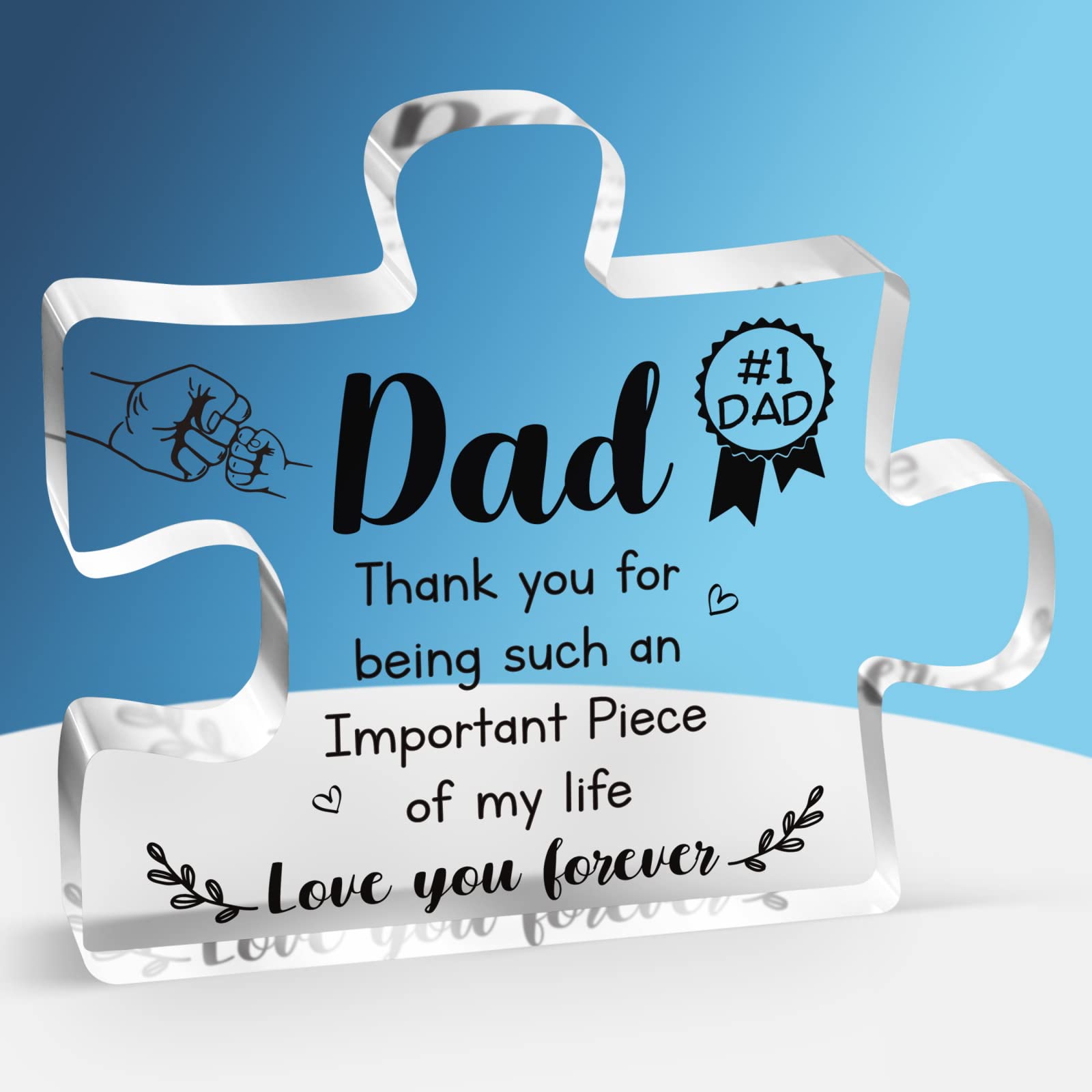 Gifts for Dad - Delicate Dad Birthday Gifts from Daughter Son - Engraved Acrylic Block Puzzle Piece Decorations 3.9 x 3.3 inch - Fathers Day Thanksgiving Birthday Gifts for Dad, Ideas