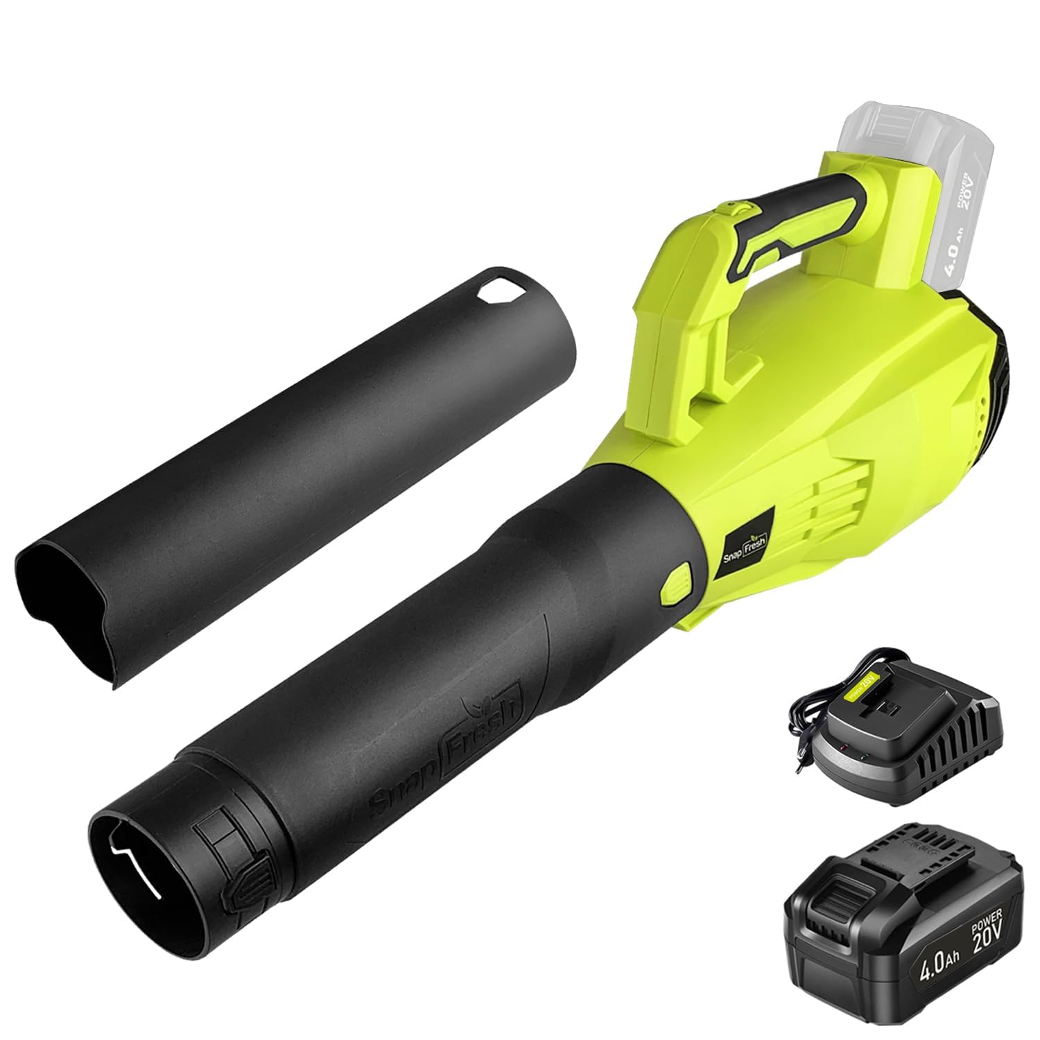 SnapFresh Leaf Blower - 20V Upgrade 350 CFM Cordless Leaf Blower with 4.0Ah Battery & Fast Charger, Electric Battery Powered Leaf Blower for Yard Porch Garden
