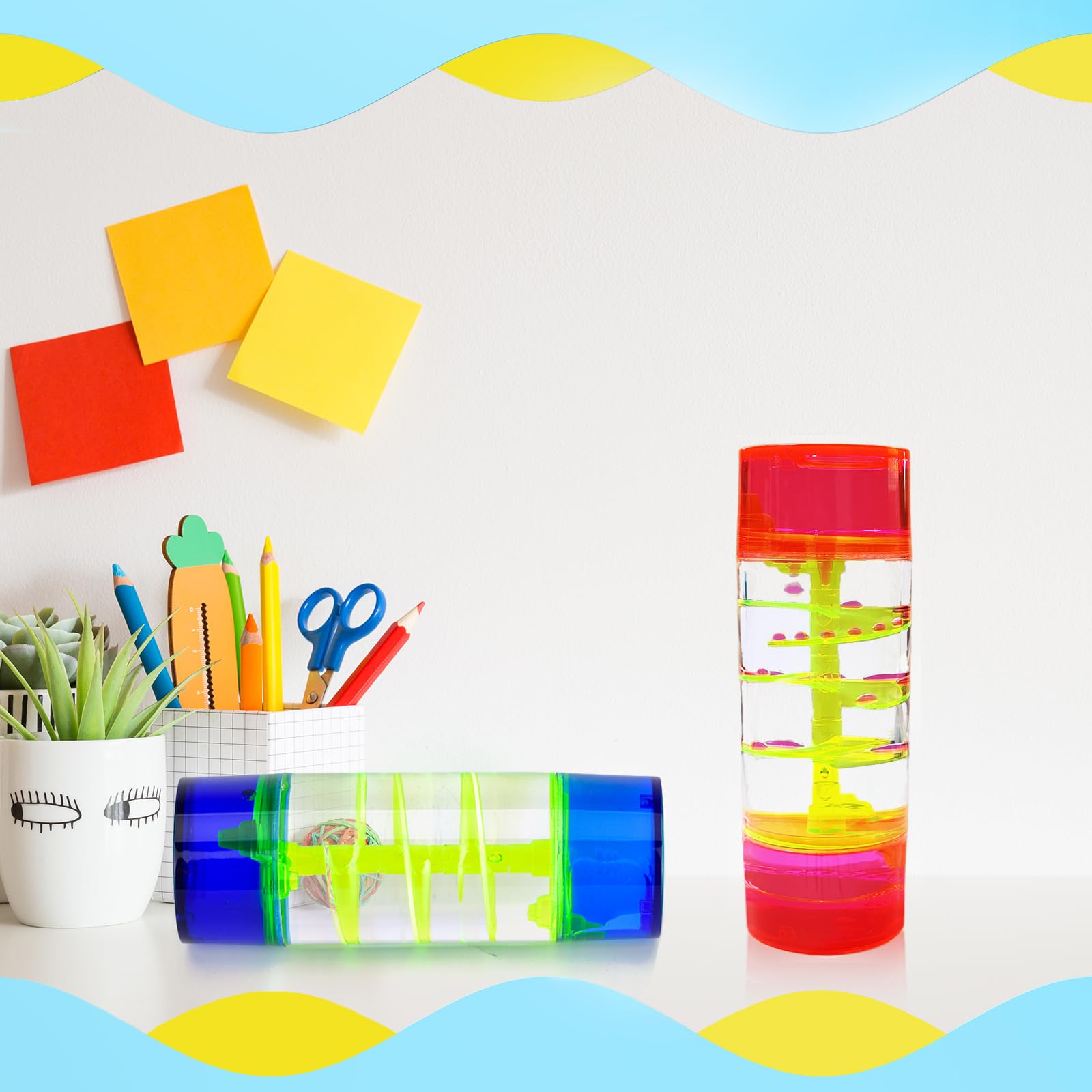 CAILINK Liquid Motion Bubbler - 2 Pack Cylinder Liquid Timer Fidget Sensory Toy - Stress Management for Kids and Adults - Calming Relaxing Home Office Desk Decor