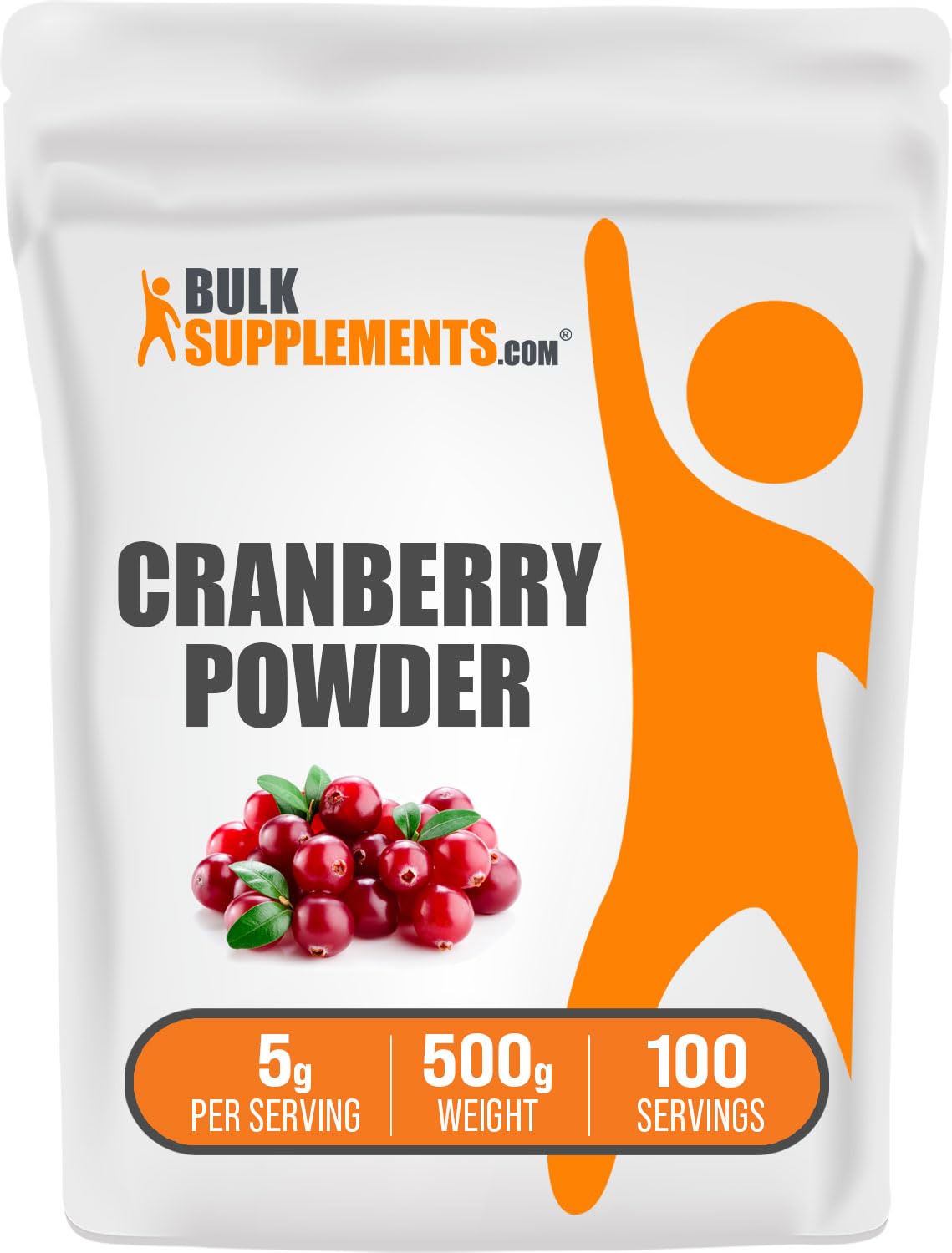 BulkSupplements.com Cranberry Powder - Cranberry Supplements for Women & Men, Dried Cranberries Unsweetened - Gluten Free & Sugar Free, 5g per Serving, 500g (1.1 lbs) (Pack of 1)