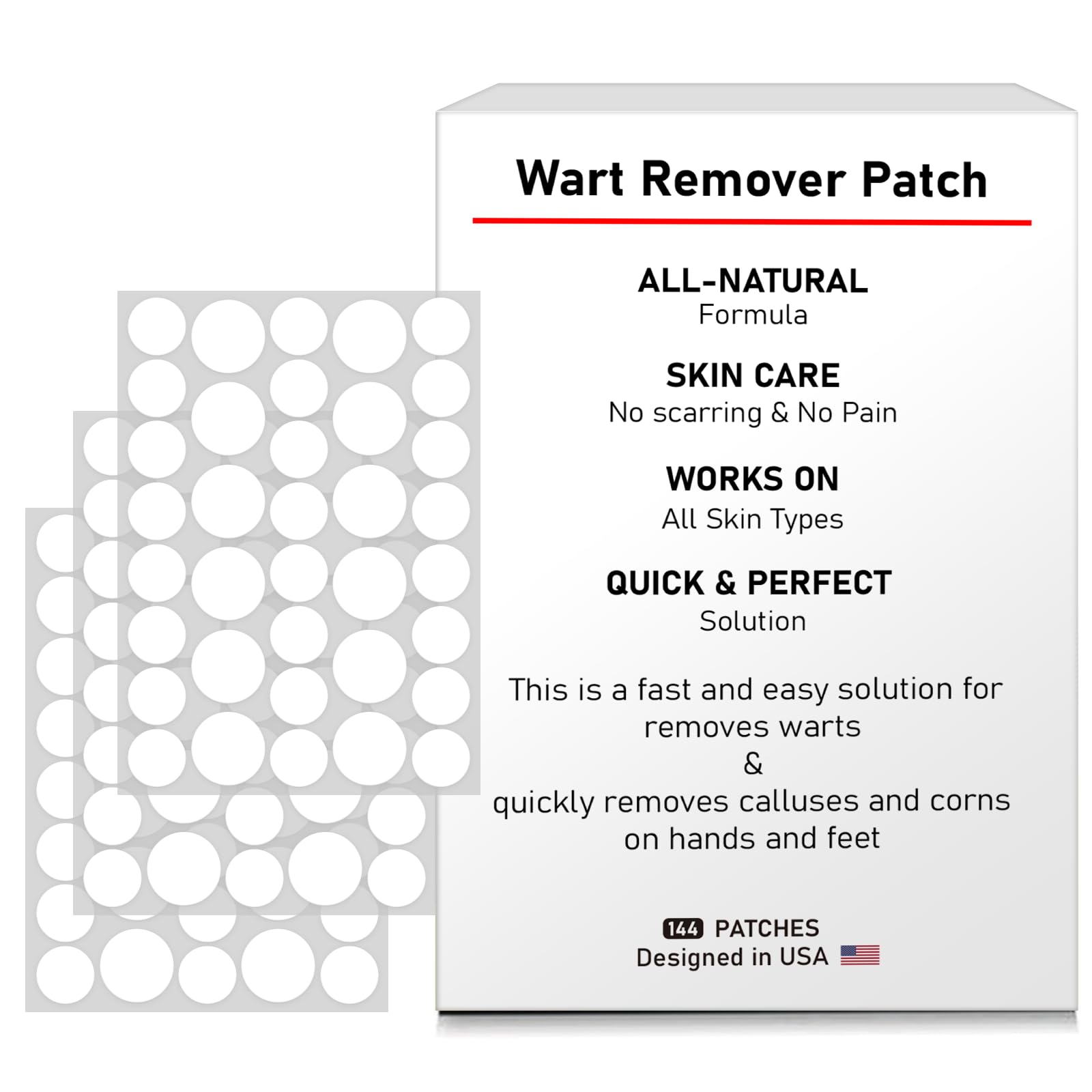 WABRINY Wart Remover Patches, Fast & Easy Operate Hydrocolloid Gel Waterproof Invisible Sticker, Skin Care Removal Patches for All Skin Types(144pcs)-R3