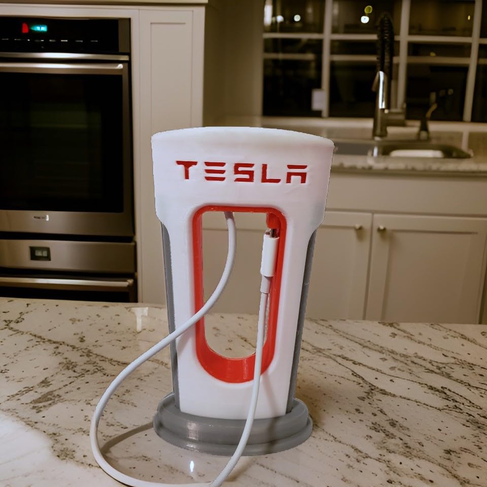 REZA MANUFACTURING Tesla Desktop Supercharger Replica Charging Station, Preassembled Supercharger Station - USB-C for Android and iPhone (USB-C Cable Included) for Tesla Enthusiasts (Made in USA)