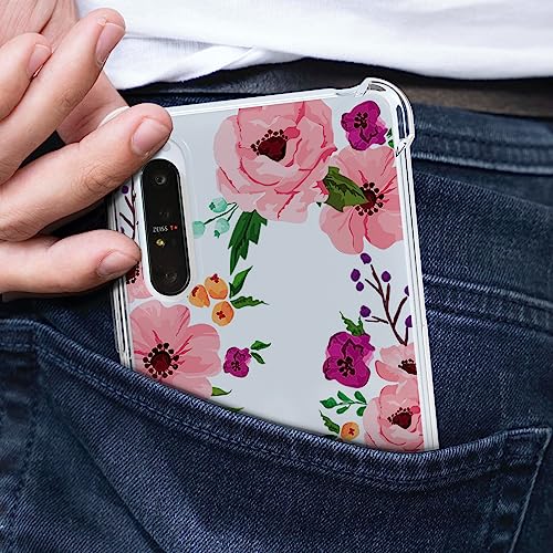 DNTMZIN for Samsung Galaxy S21 Case, Clear TPU Bumper Women Girl Phone Case, Flower Soft & Flexible Shockproof Floral Women Phone Cover,Prevent watermarks A01-Elegant Peonies,6-s21-01