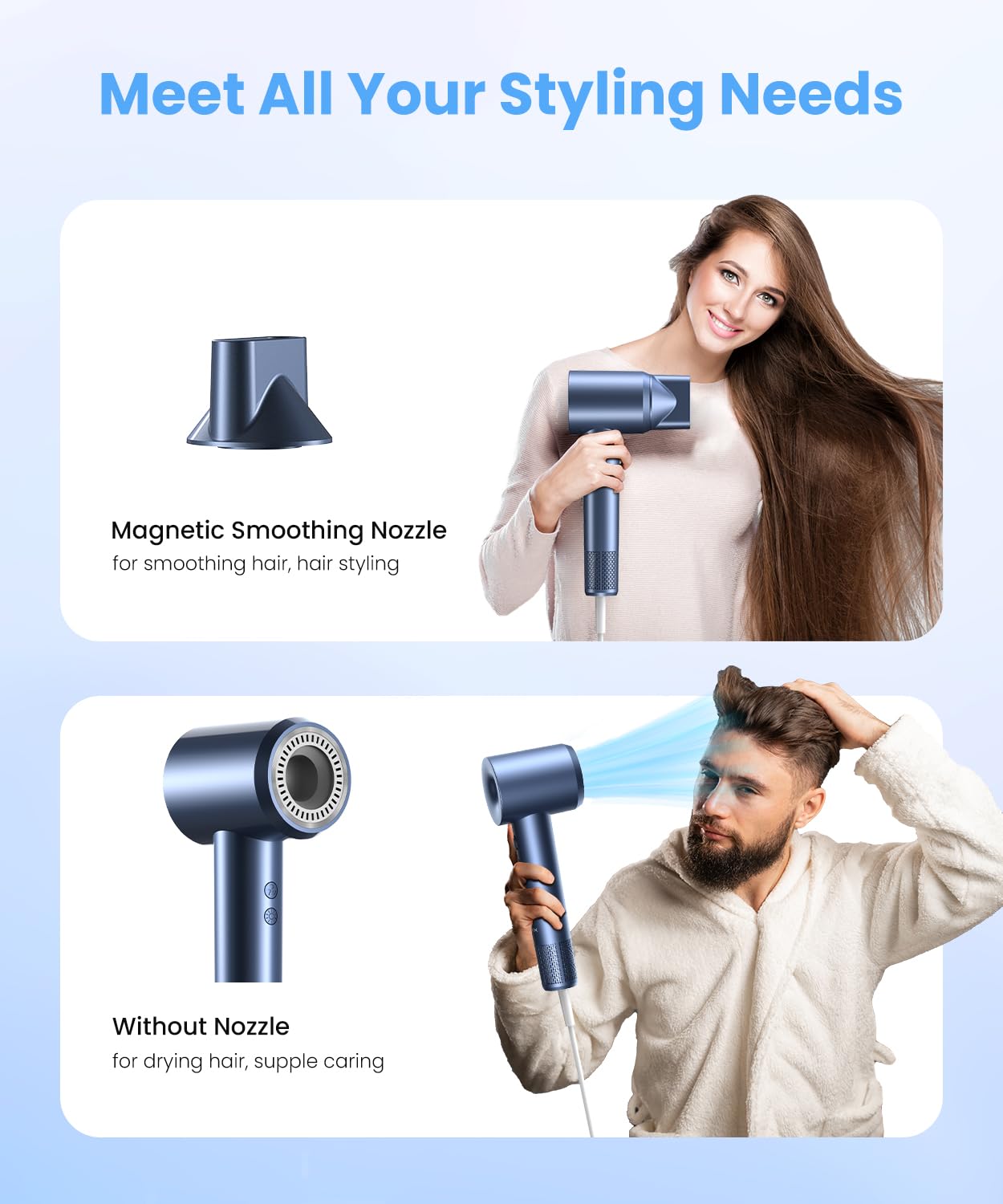 LAMPICK Travel Makeup Mirror with Lights Bundle High-Speed Hairdryer