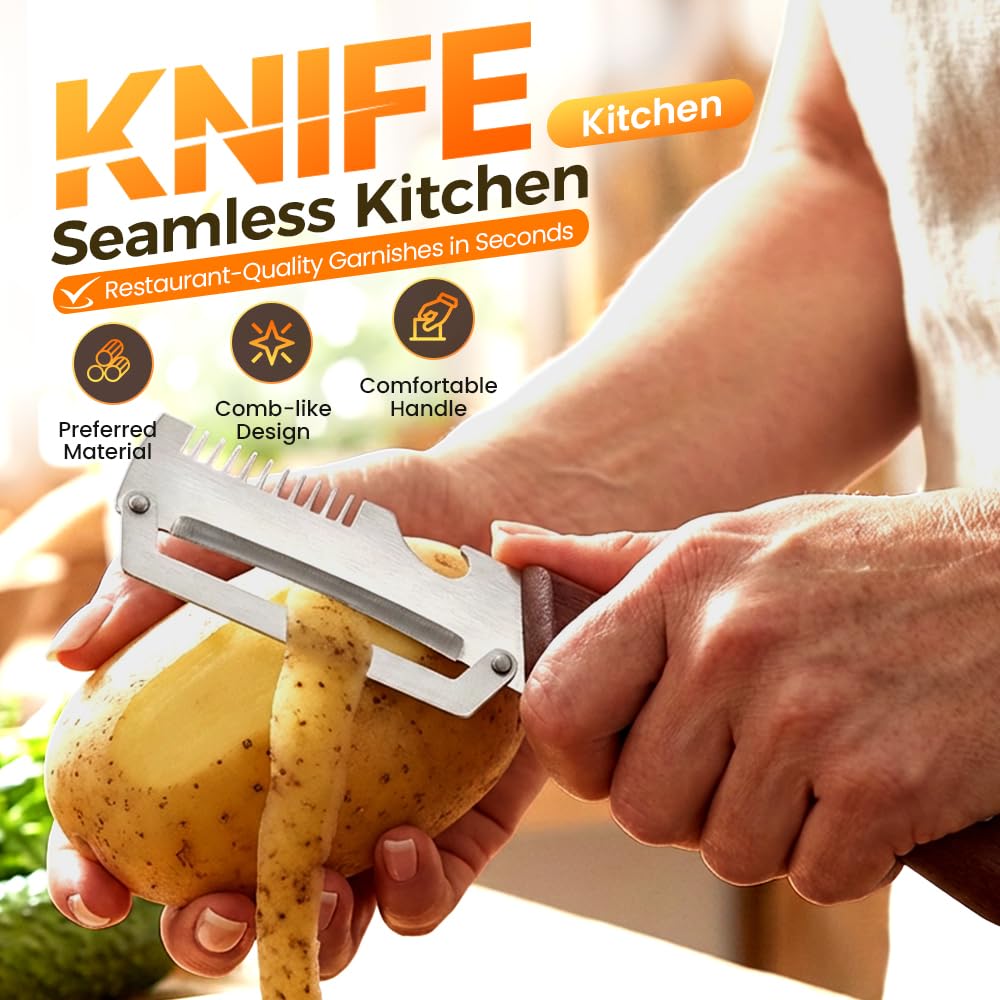Multi-functional Vegetable Peeler for Kitchen, 2026 New Stainless Steel Peeler with Wooden Handle and Bottle Opener, Fruit and Vegetable Peeler Kitchen Tool for Fruit Veggie Pumpkin (3PCS)