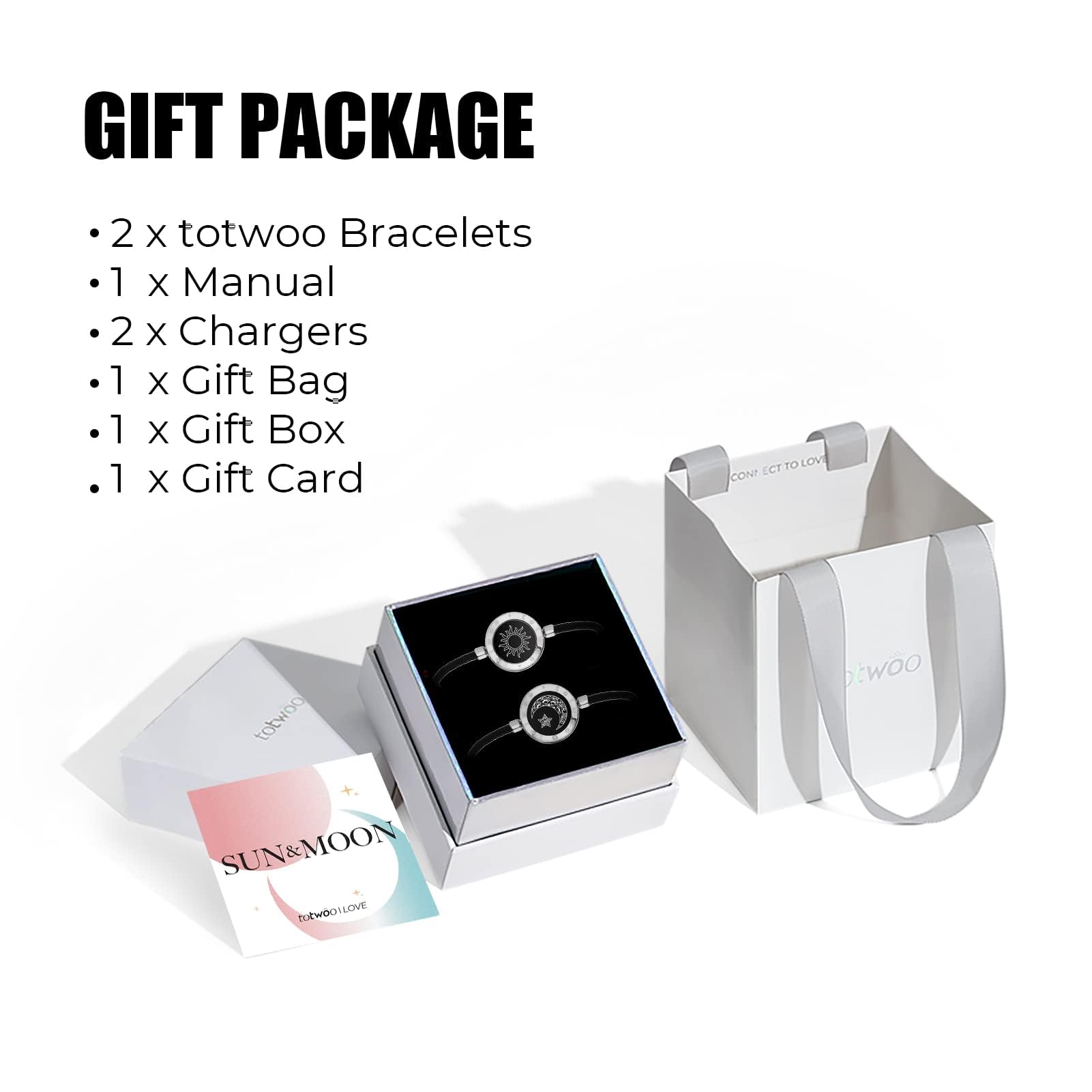 TOTWOO Touch Bracelets for Couples, Vibration & Light up for Love Couples| Long Distance Relationship Gifts for Girlfriend Bluetooth Pairing Jewelry