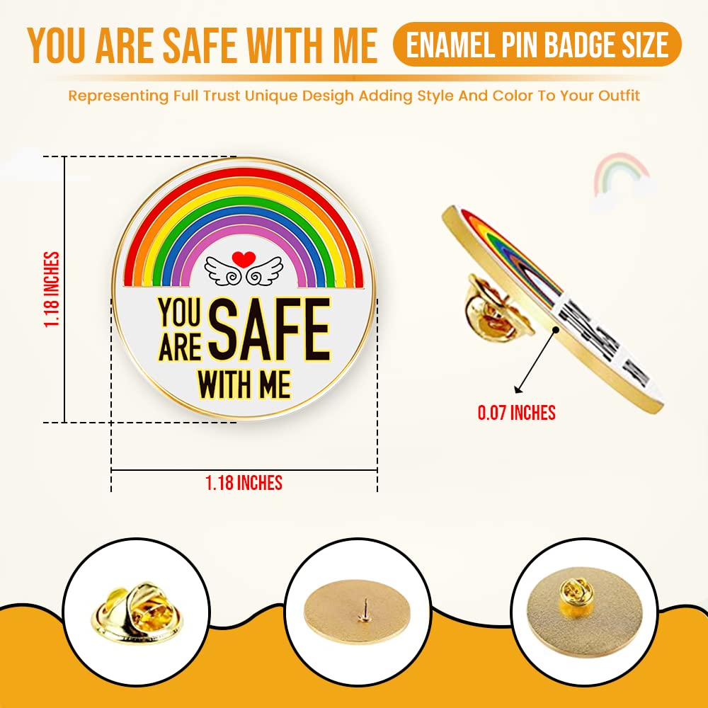 You are Safe with Me, Pride Pins for Doctor Nurse Medical Students Brooch Pins, Rainbow with Wing Design Lgbtq accessories Enamel Pins for Backpacks